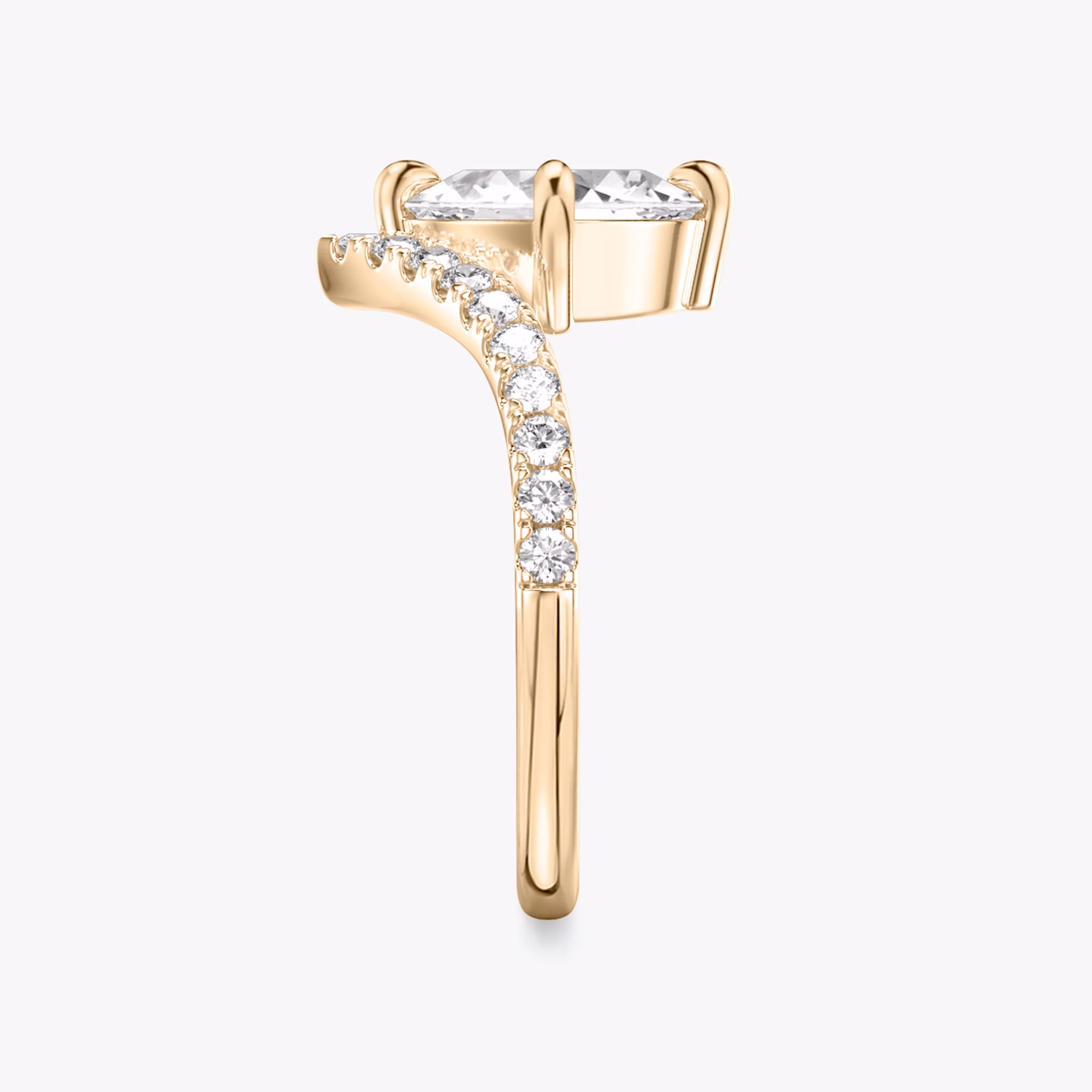 The Signature V | Oval | 14k | Rose Gold | bandAccent: Pavé | diamondOrientation: vertical | caratWeight: other