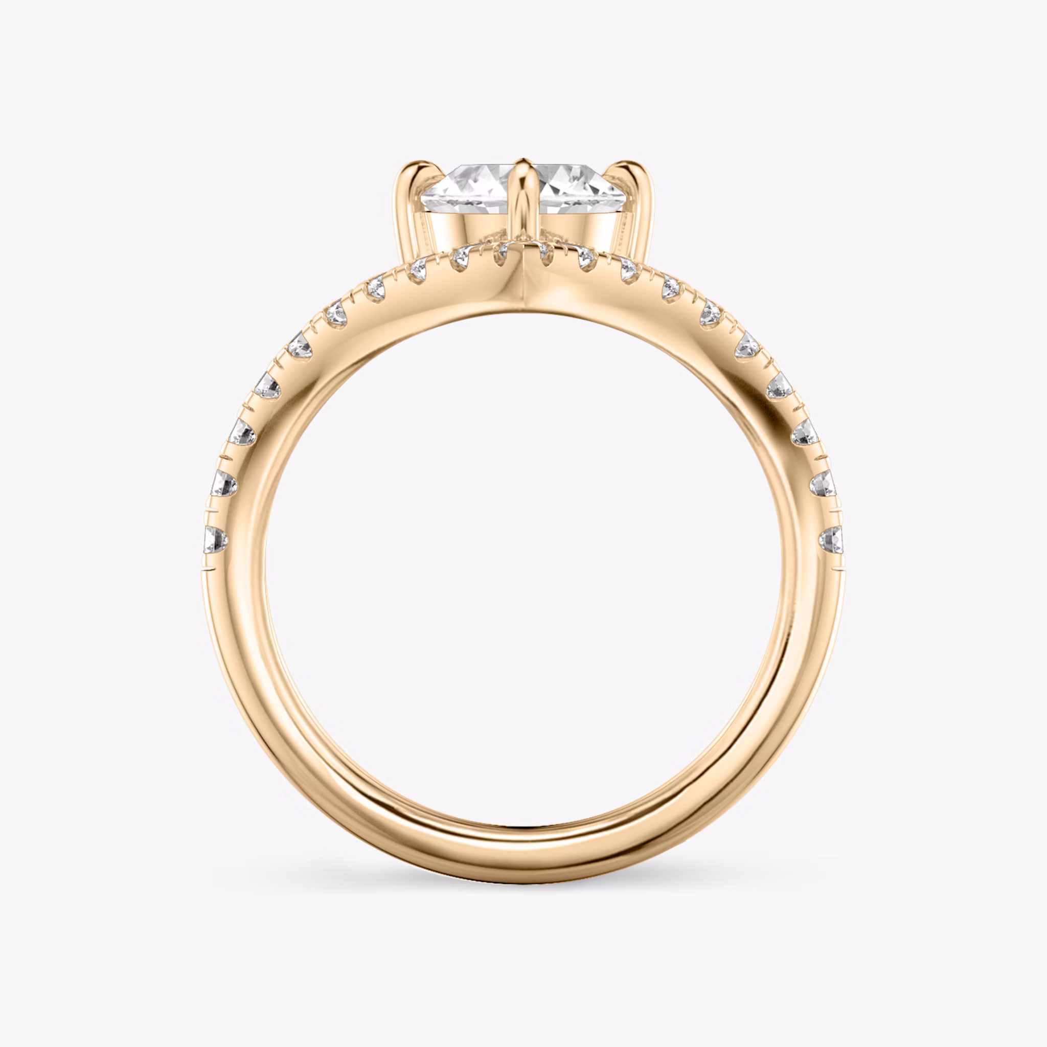 The Signature V | Oval | 14k | Rose Gold | bandAccent: Pavé | diamondOrientation: vertical | caratWeight: other