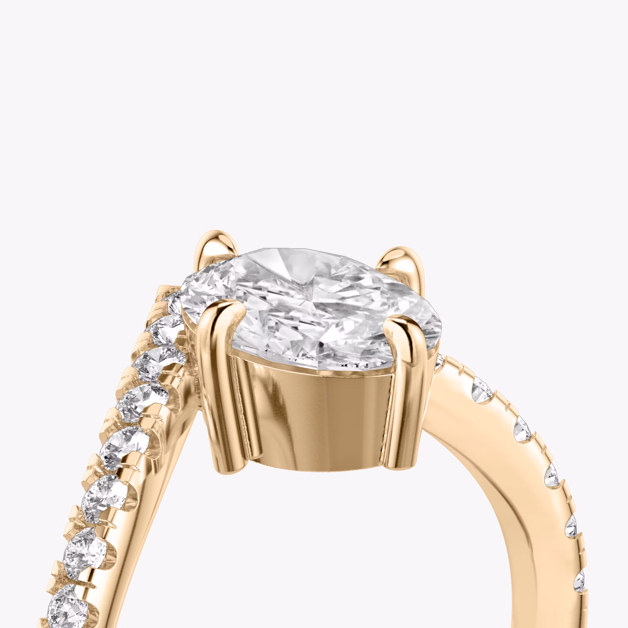 The Signature V | Oval | 14k | Rose Gold | bandAccent: Pavé | diamondOrientation: vertical | caratWeight: other