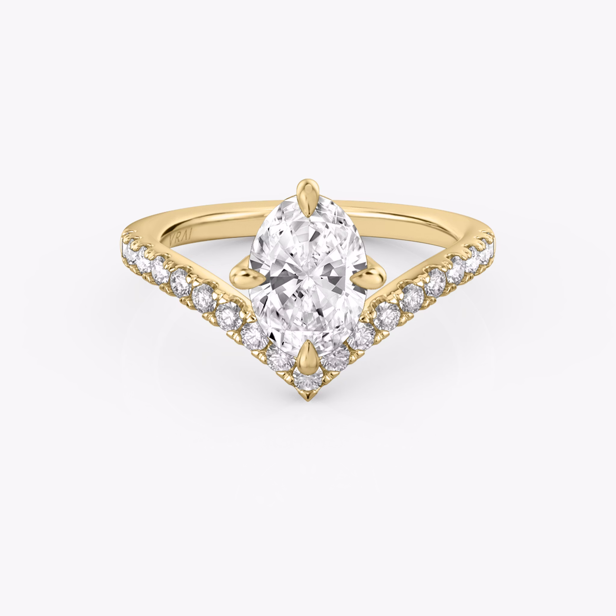The Signature V | Oval | 18k | Yellow Gold | bandAccent: Pavé | diamondOrientation: vertical | caratWeight: other