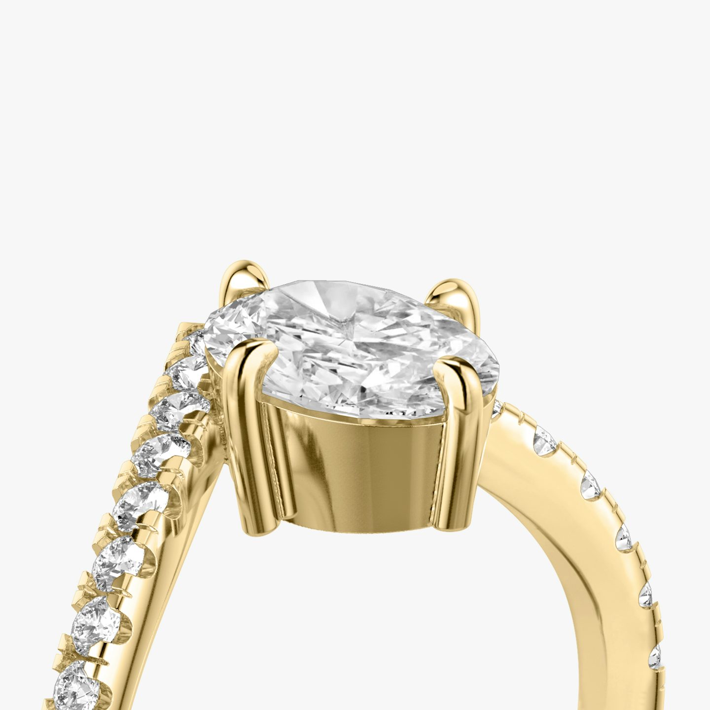 The Signature V | Oval | 18k | Yellow Gold | bandAccent: Pavé | diamondOrientation: vertical | caratWeight: other