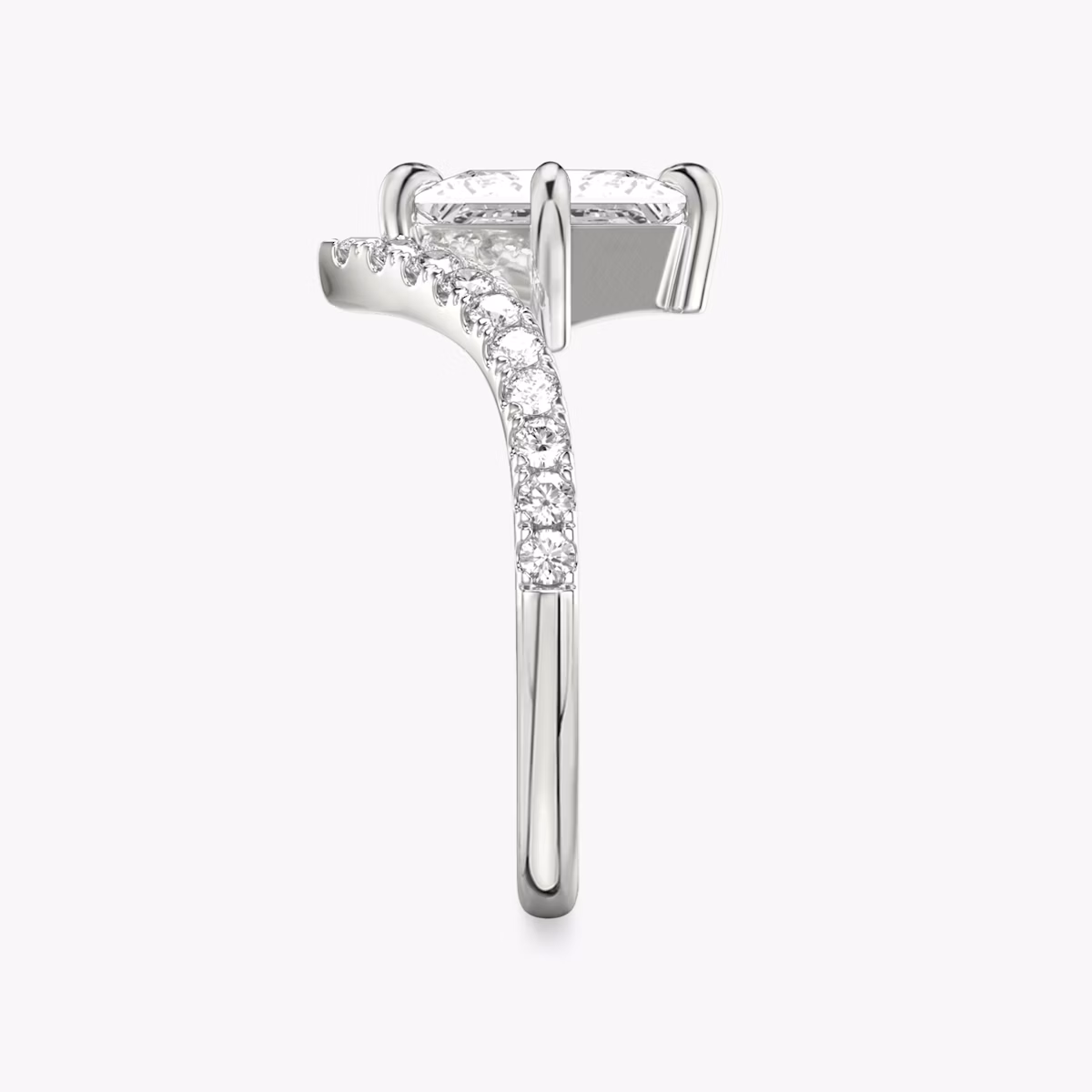 The Signature V | Princess | Platinum | bandAccent: Pavé | diamondOrientation: vertical | caratWeight: other