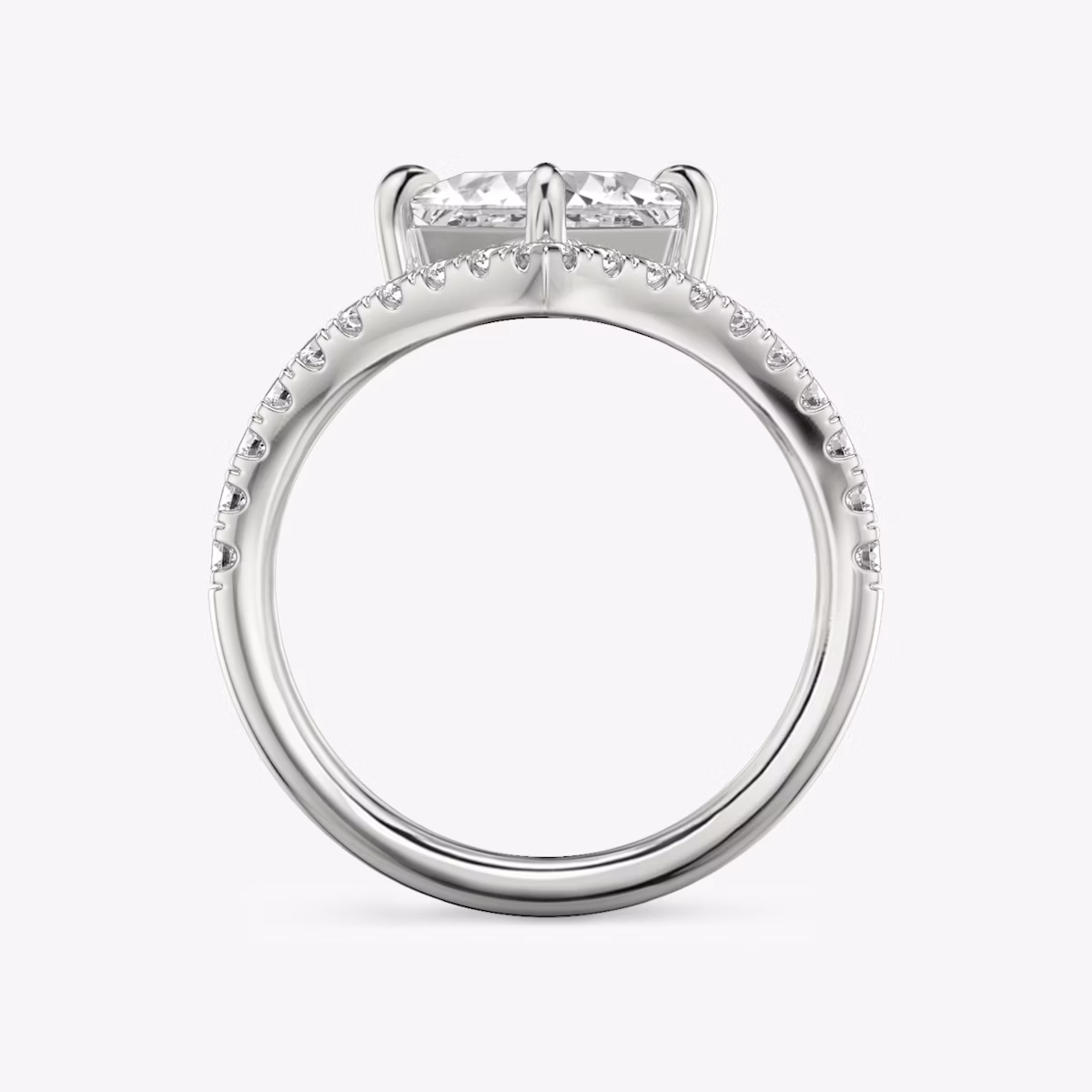The Signature V | Princess | Platinum | bandAccent: Pavé | diamondOrientation: vertical | caratWeight: other