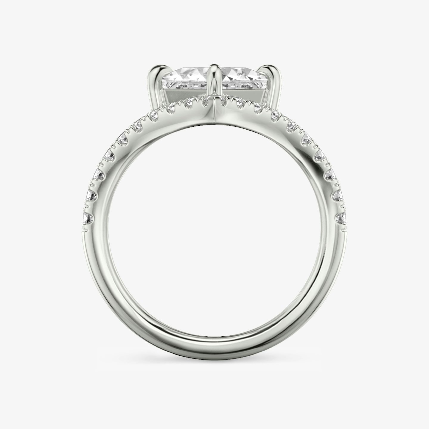 The Signature V | Princess | 18k | White Gold | bandAccent: Pavé | diamondOrientation: vertical | caratWeight: other