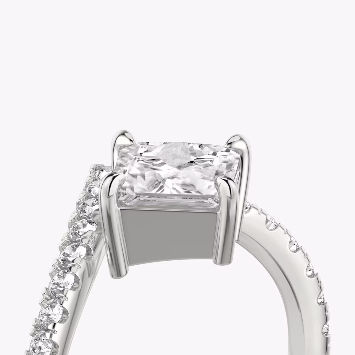 The Signature V | Princess | Platinum | bandAccent: Pavé | diamondOrientation: vertical | caratWeight: other