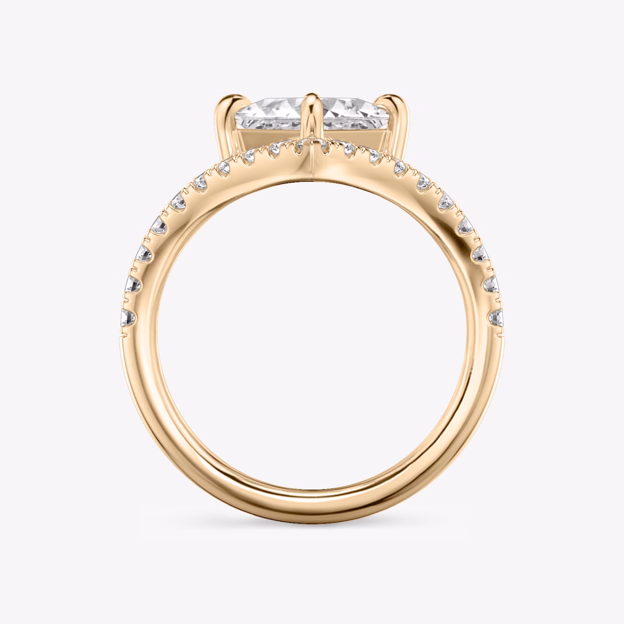 The Signature V | Princess | 14k | Rose Gold | bandAccent: Pavé | diamondOrientation: vertical | caratWeight: other