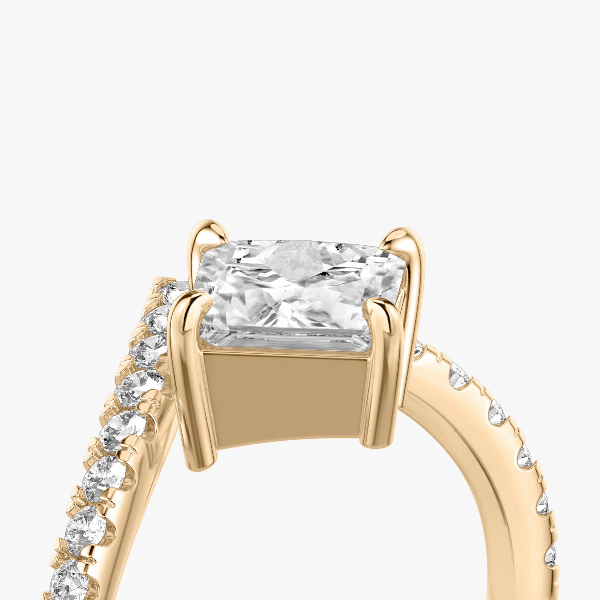 The Signature V | Princess | 14k | Rose Gold | bandAccent: Pavé | diamondOrientation: vertical | caratWeight: other