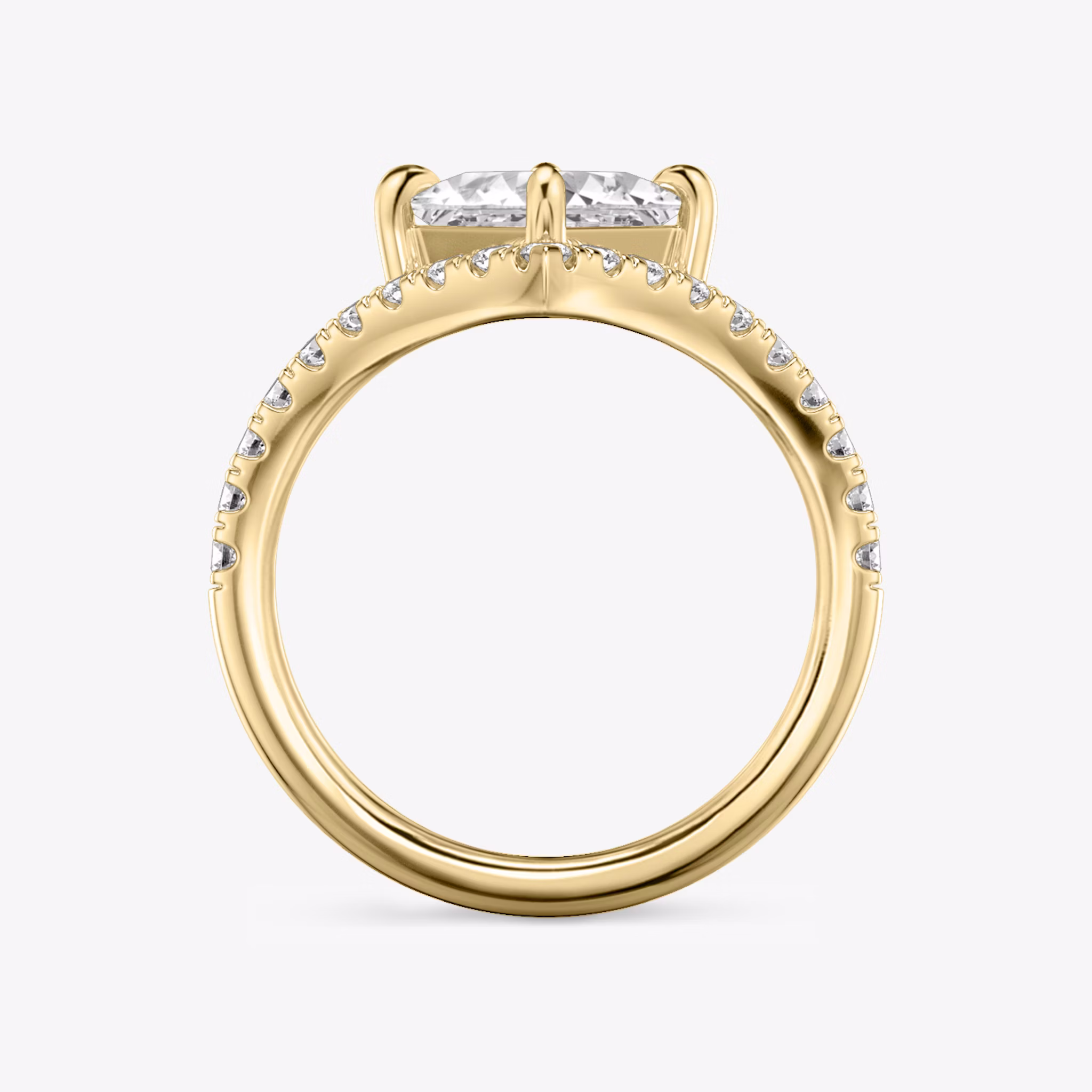 The Signature V | Princess | 18k | Yellow Gold | bandAccent: Pavé | diamondOrientation: vertical | caratWeight: other