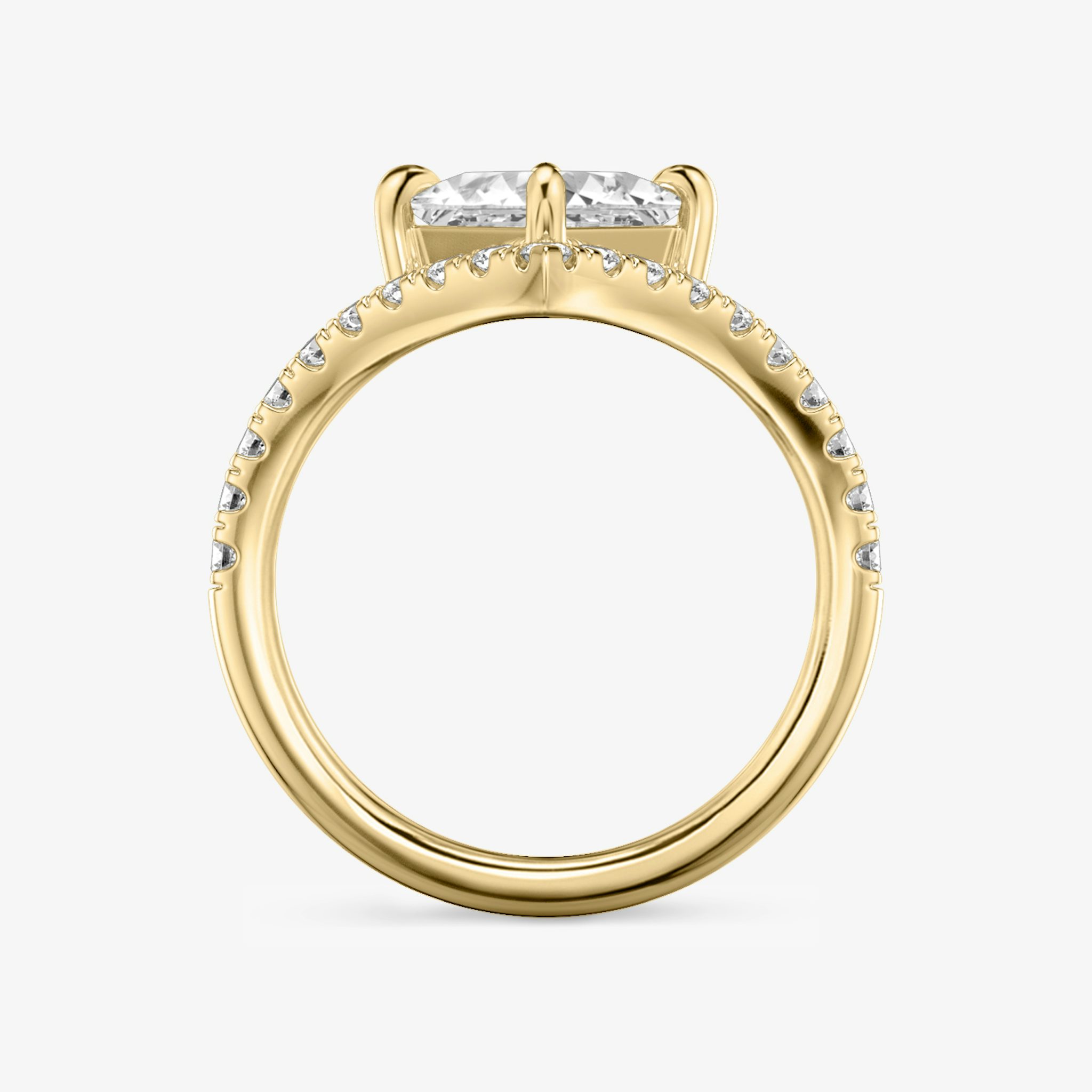 The Signature V | Princess | 18k | Yellow Gold | bandAccent: Pavé | diamondOrientation: vertical | caratWeight: other