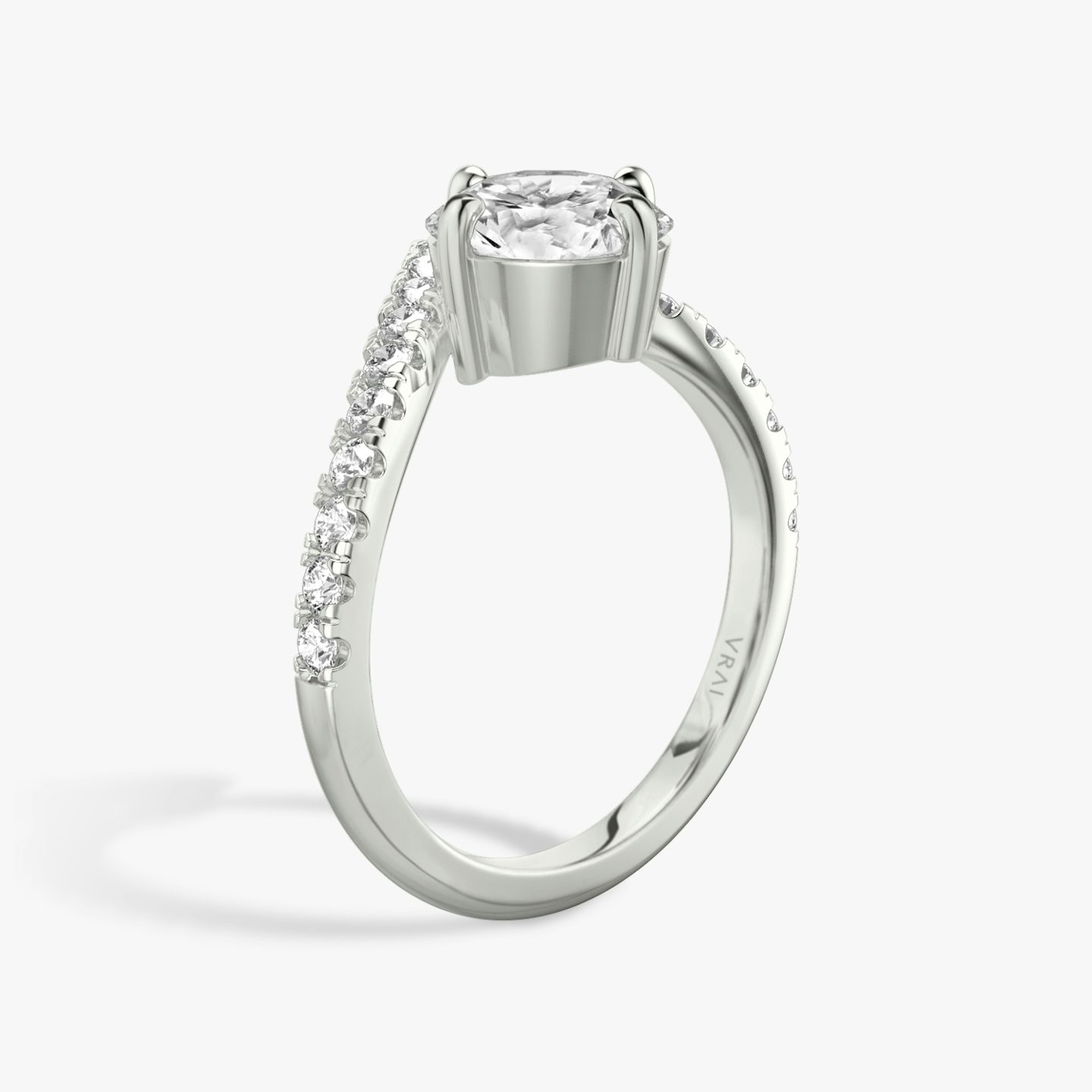 The Signature V | Round Brilliant | 18k | White Gold | bandAccent: Pavé | caratWeight: other | diamondOrientation: vertical