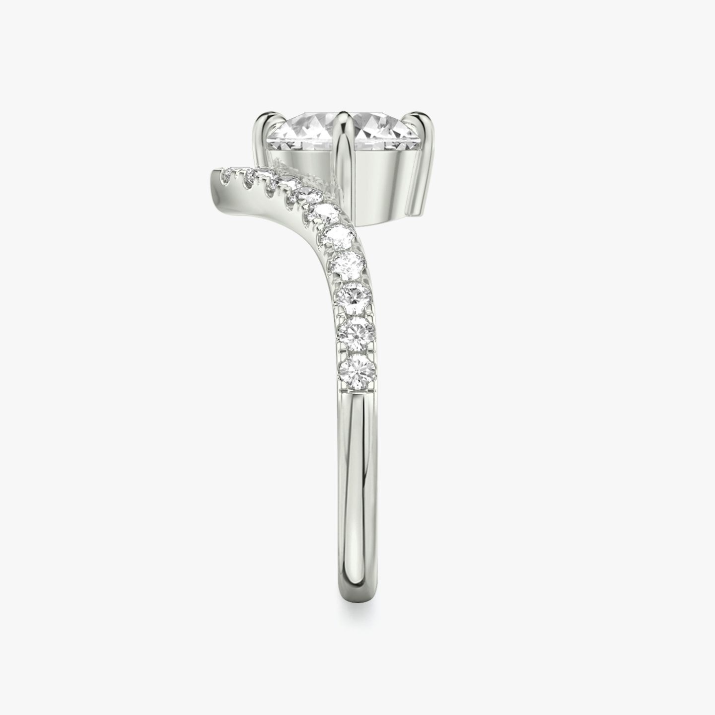 The Signature V | Round Brilliant | 18k | White Gold | bandAccent: Pavé | caratWeight: other | diamondOrientation: vertical
