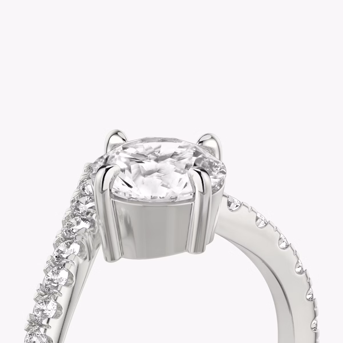 The Signature V | Round Brilliant | Platinum | bandAccent: Pavé | caratWeight: 2.0ct | diamondOrientation: vertical