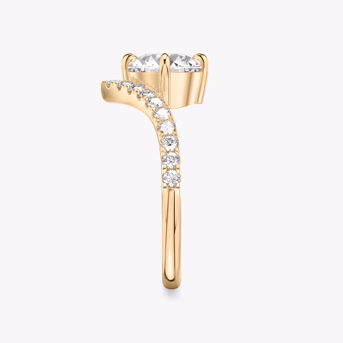 The Signature V | Round Brilliant | 14k | Rose Gold | bandAccent: Pavé | caratWeight: 2.0ct | diamondOrientation: vertical