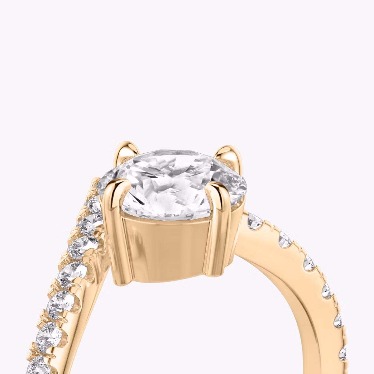 The Signature V | Round Brilliant | 14k | Rose Gold | bandAccent: Pavé | caratWeight: 2.0ct | diamondOrientation: vertical