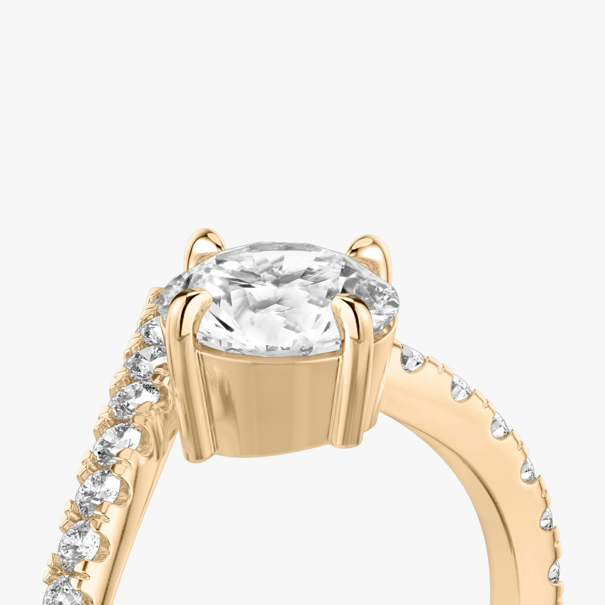 The Signature V | Round Brilliant | 14k | Rose Gold | bandAccent: Pavé | caratWeight: other | diamondOrientation: vertical
