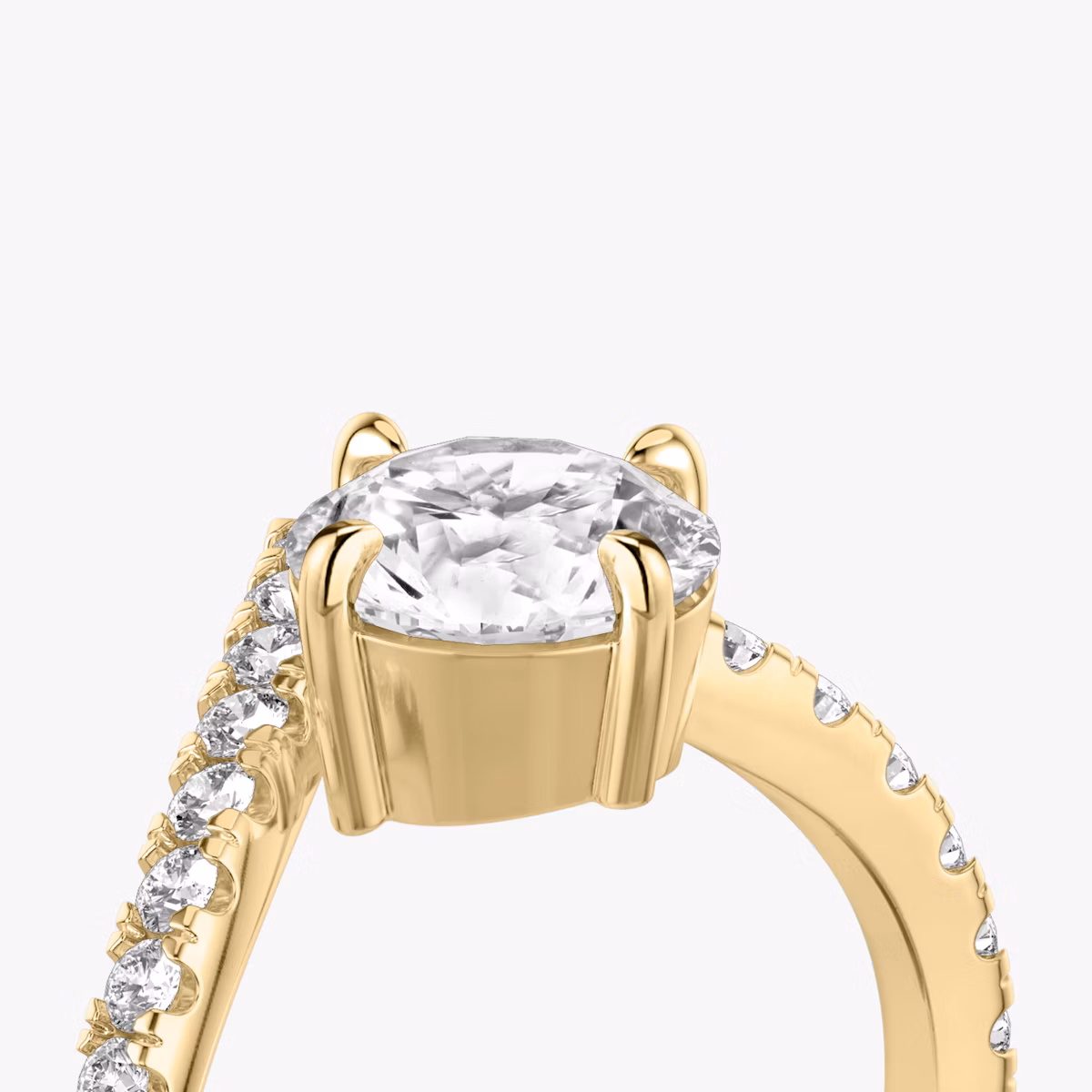 The Signature V | Round Brilliant | 18k | Yellow Gold | bandAccent: Pavé | caratWeight: 2.0ct | diamondOrientation: vertical