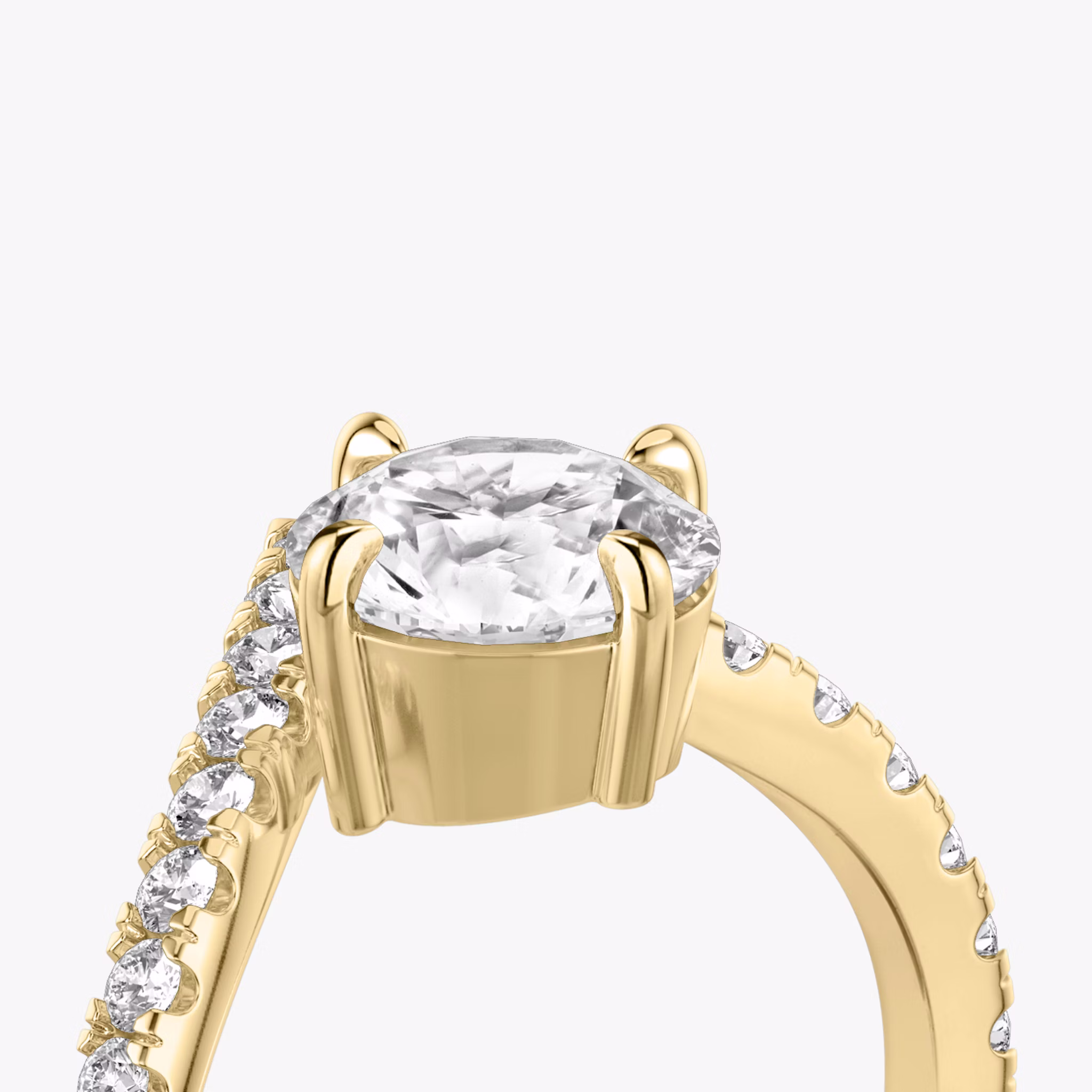The Signature V | Round Brilliant | 18k | Yellow Gold | bandAccent: Pavé | caratWeight: other | diamondOrientation: vertical