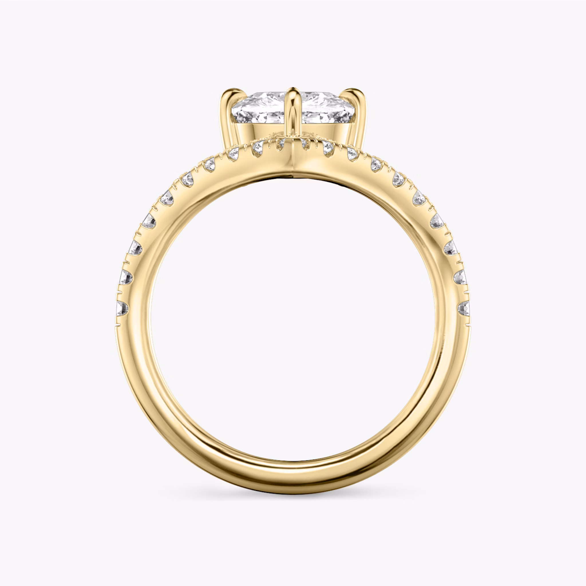 The Signature V | Cushion | 18k | Yellow Gold | bandAccent: Pavé | diamondOrientation: vertical | caratWeight: other