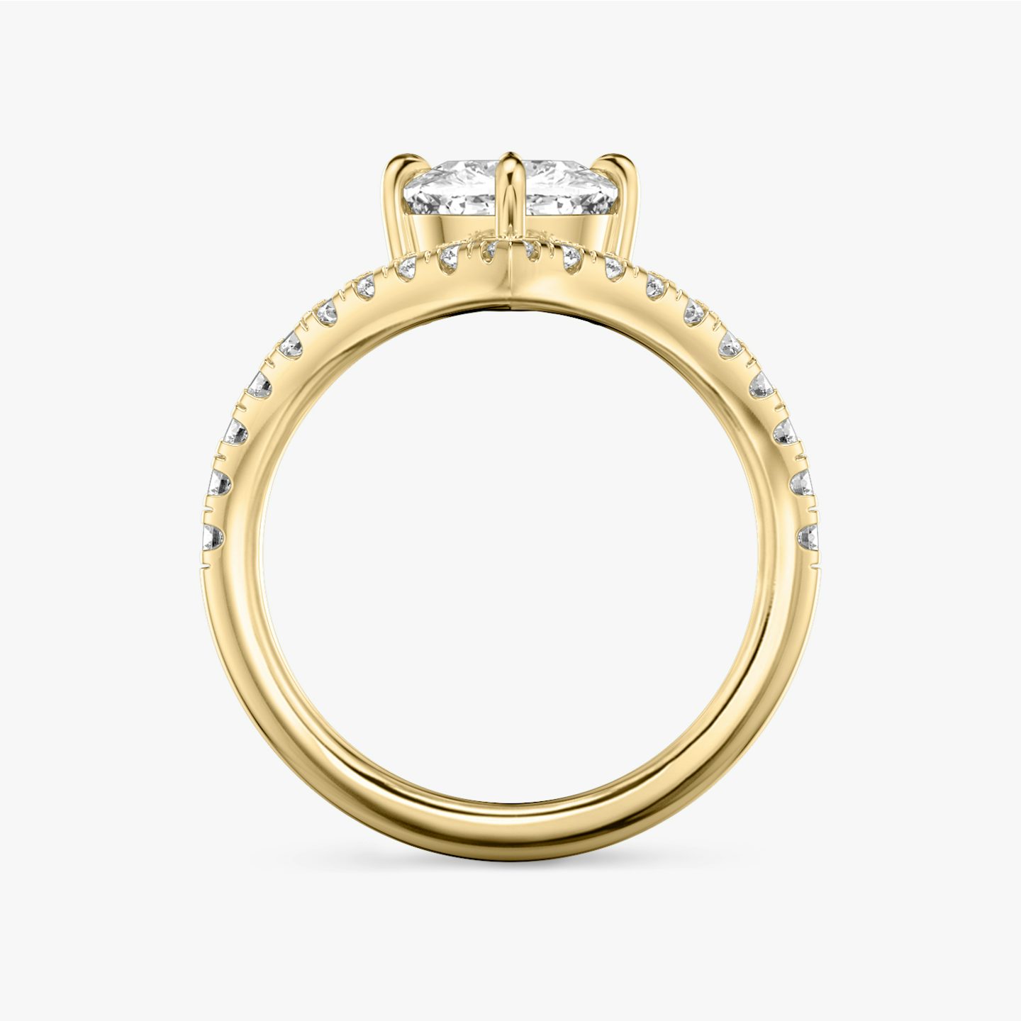 The Signature V | Cushion | 18k | Yellow Gold | bandAccent: Pavé | diamondOrientation: vertical | caratWeight: other
