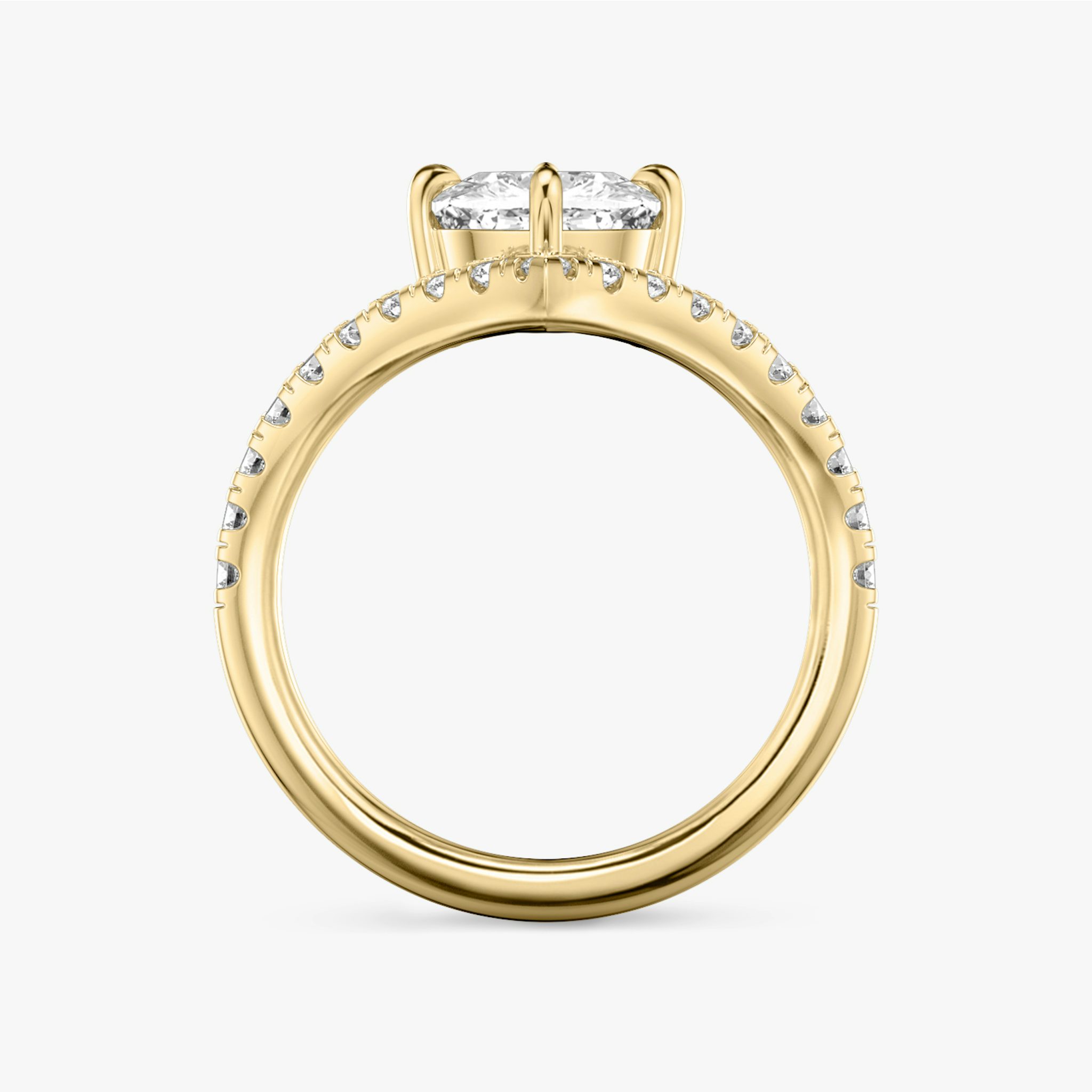 The Signature V | Cushion | 18k | Yellow Gold | bandAccent: Pavé | diamondOrientation: vertical | caratWeight: other