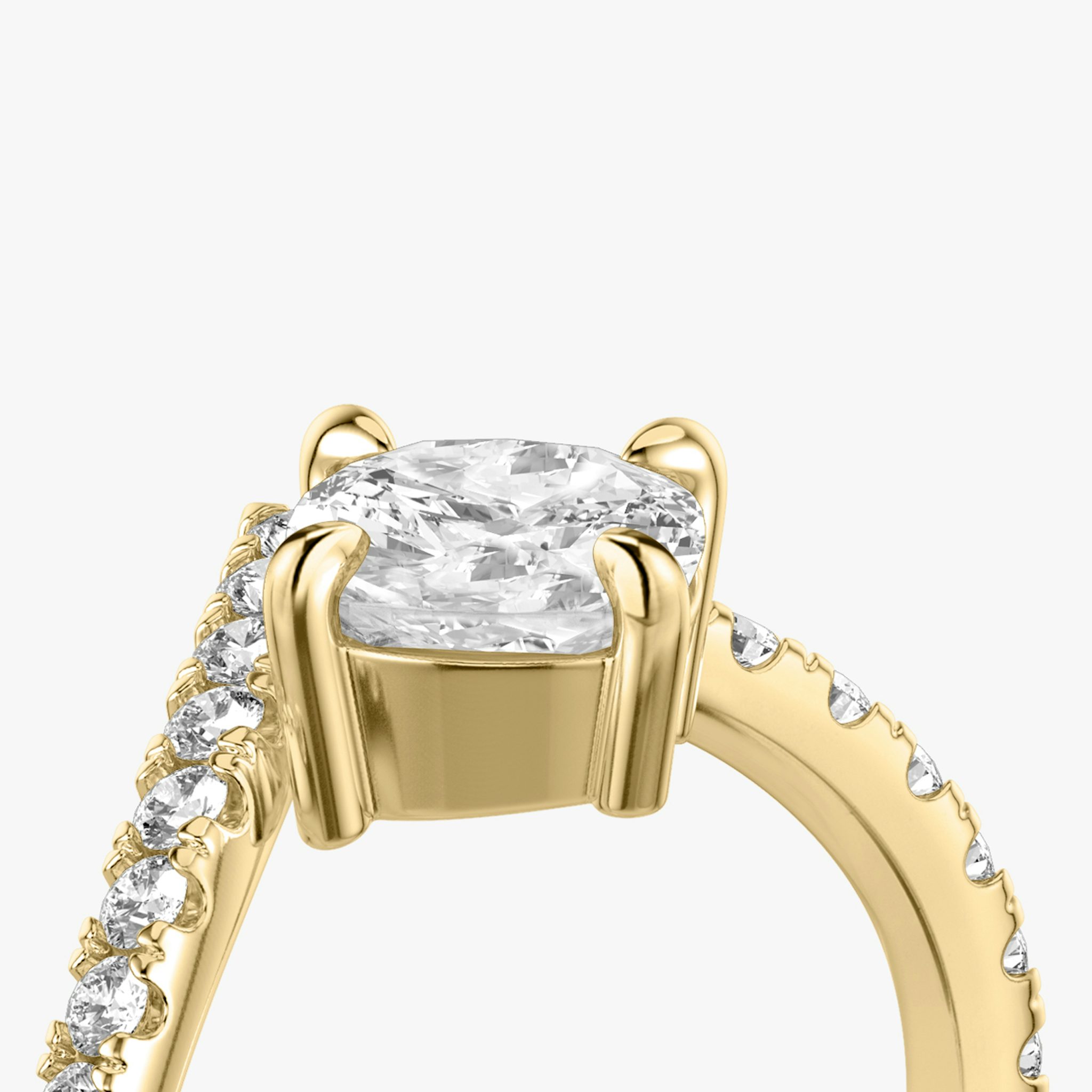 The Signature V | Cushion | 18k | Yellow Gold | bandAccent: Pavé | diamondOrientation: vertical | caratWeight: other