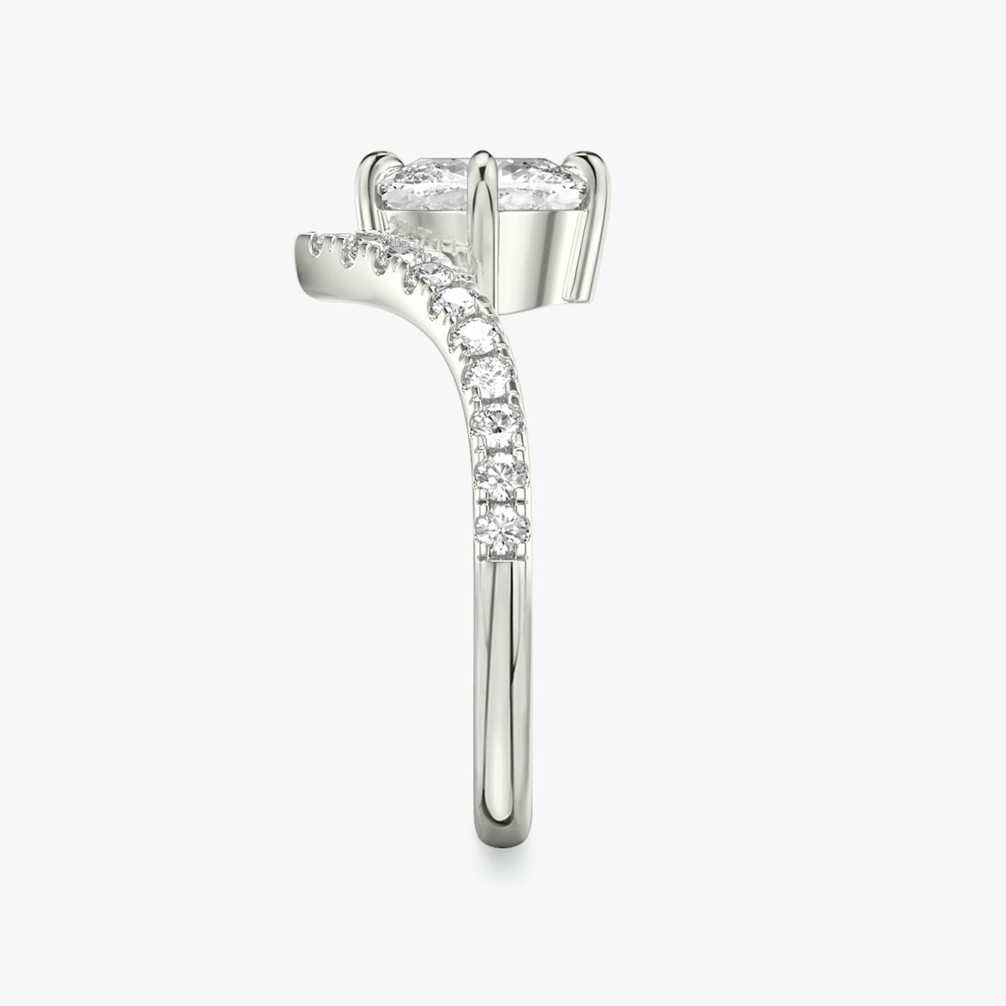 The Signature V | Cushion | 18k | White Gold | bandAccent: Pavé | diamondOrientation: vertical | caratWeight: other