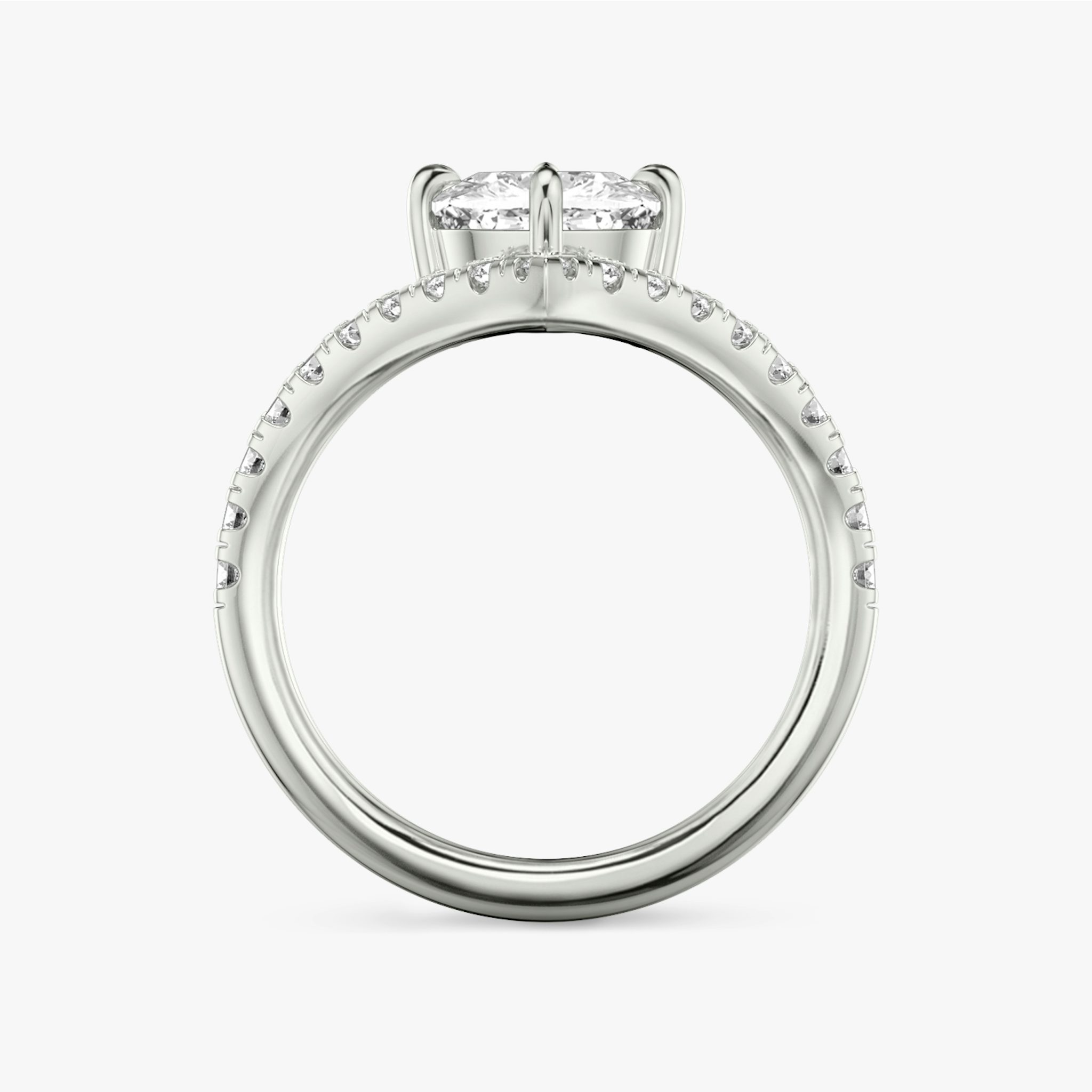 The Signature V | Cushion | 18k | White Gold | bandAccent: Pavé | diamondOrientation: vertical | caratWeight: other