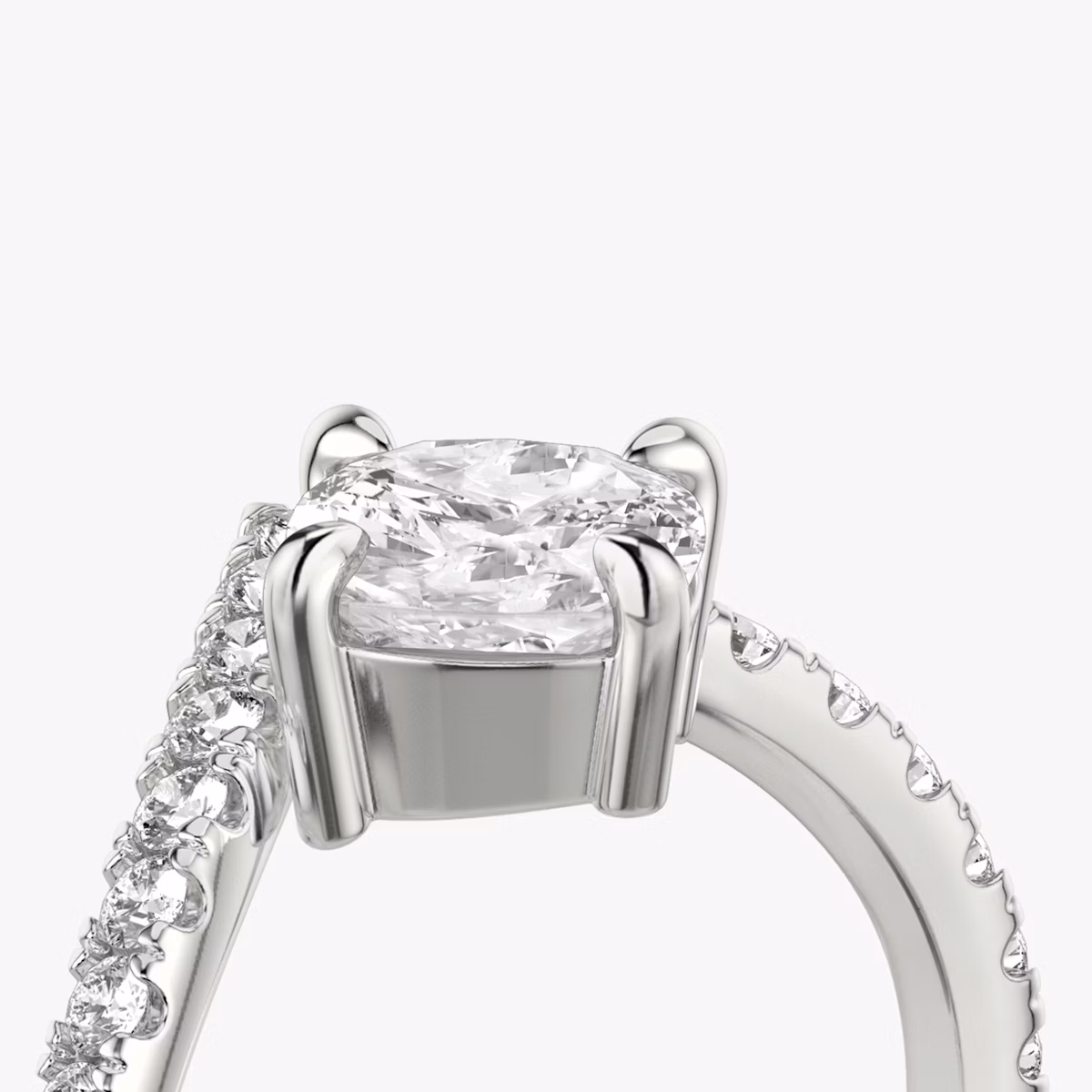 The Signature V | Cushion | Platinum | bandAccent: Pavé | diamondOrientation: vertical | caratWeight: other