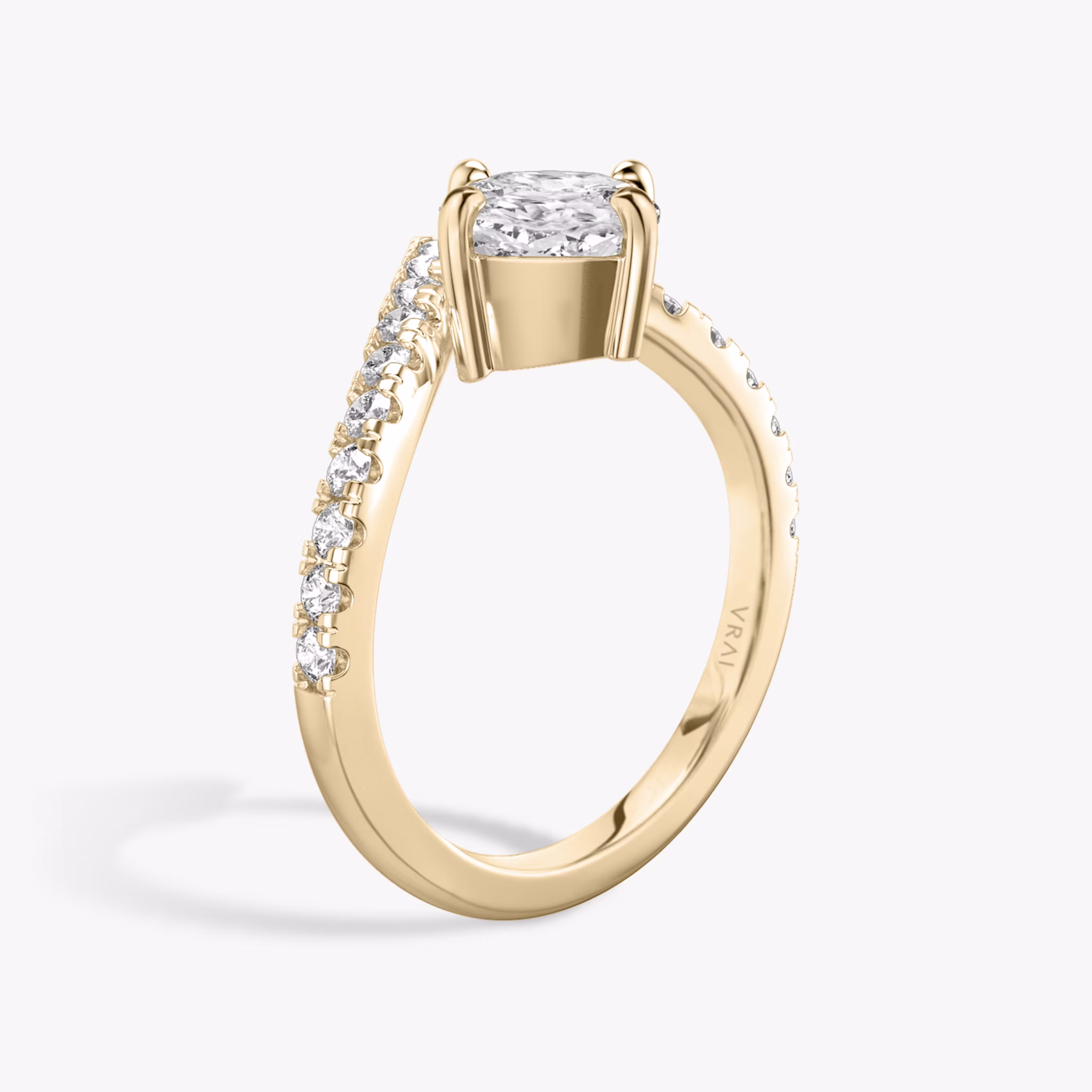 The Signature V | Cushion | 14k | Rose Gold | bandAccent: Pavé | diamondOrientation: vertical | caratWeight: other