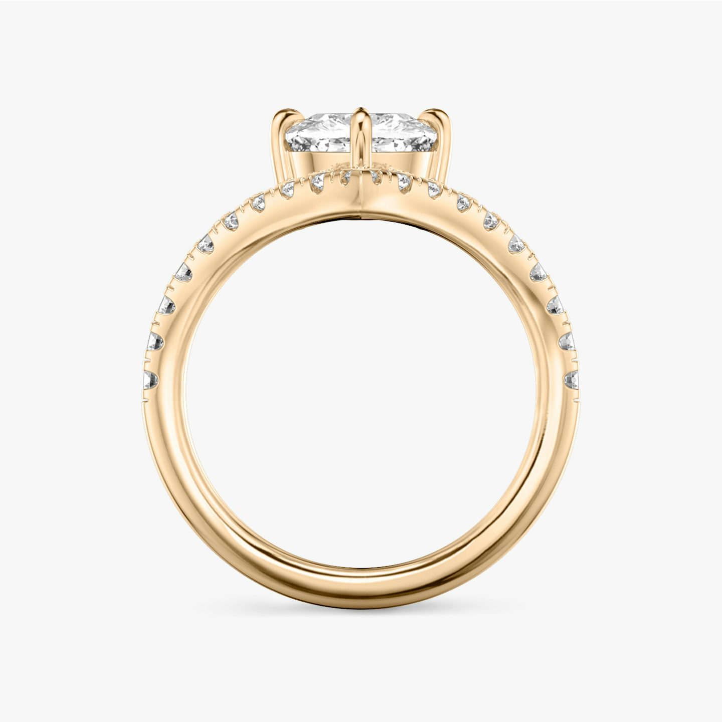 The Signature V | Cushion | 14k | Rose Gold | bandAccent: Pavé | diamondOrientation: vertical | caratWeight: other