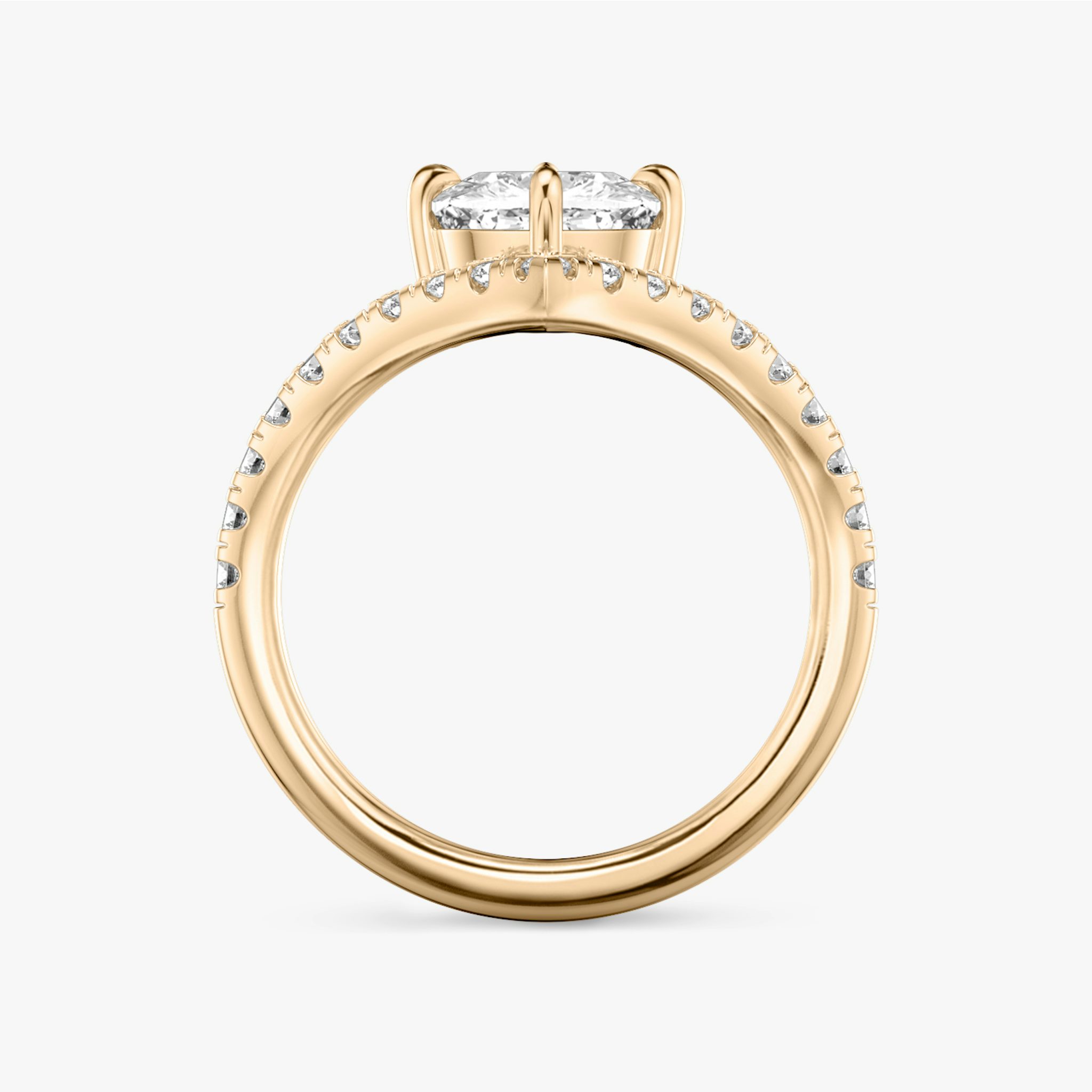 The Signature V | Cushion | 14k | Rose Gold | bandAccent: Pavé | diamondOrientation: vertical | caratWeight: other