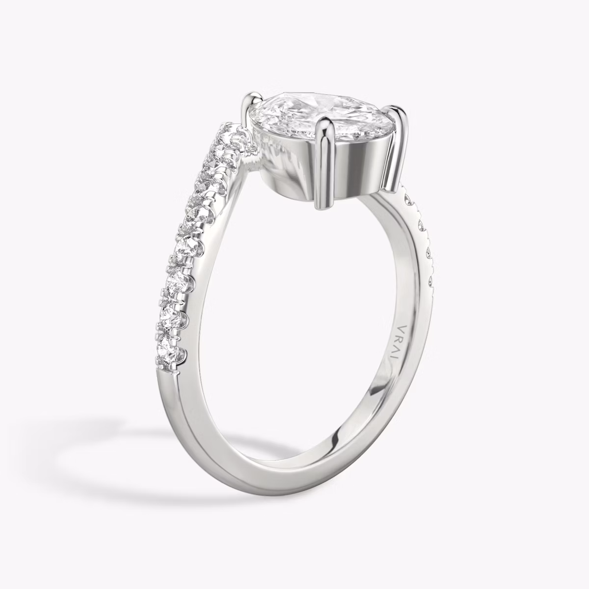The Signature V | Pear | Platinum | bandAccent: Pavé | diamondOrientation: vertical | caratWeight: other