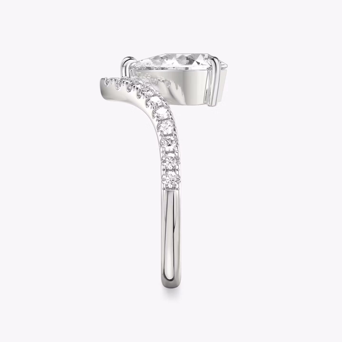 The Signature V | Pear | 18k | White Gold | bandAccent: Pavé | diamondOrientation: vertical | caratWeight: other