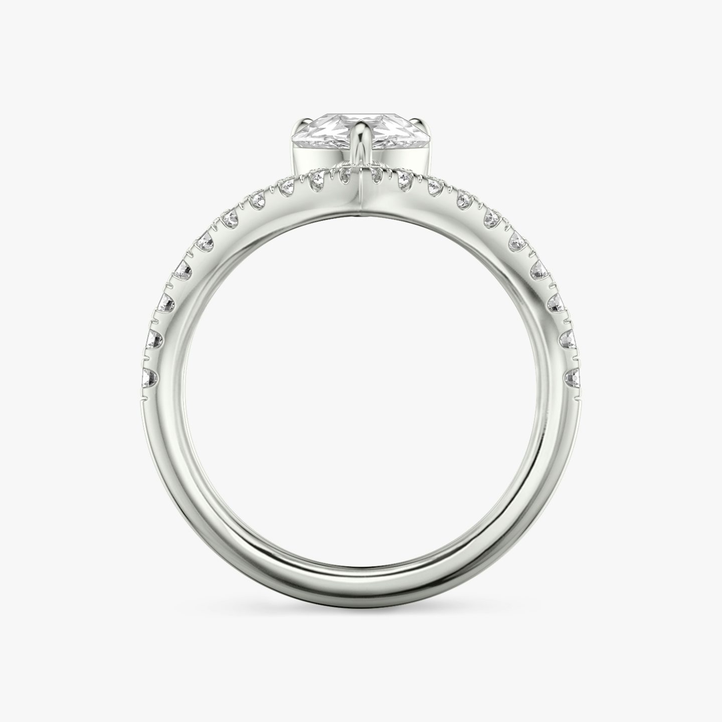 The Signature V | Pear | 18k | White Gold | bandAccent: Pavé | diamondOrientation: vertical | caratWeight: other