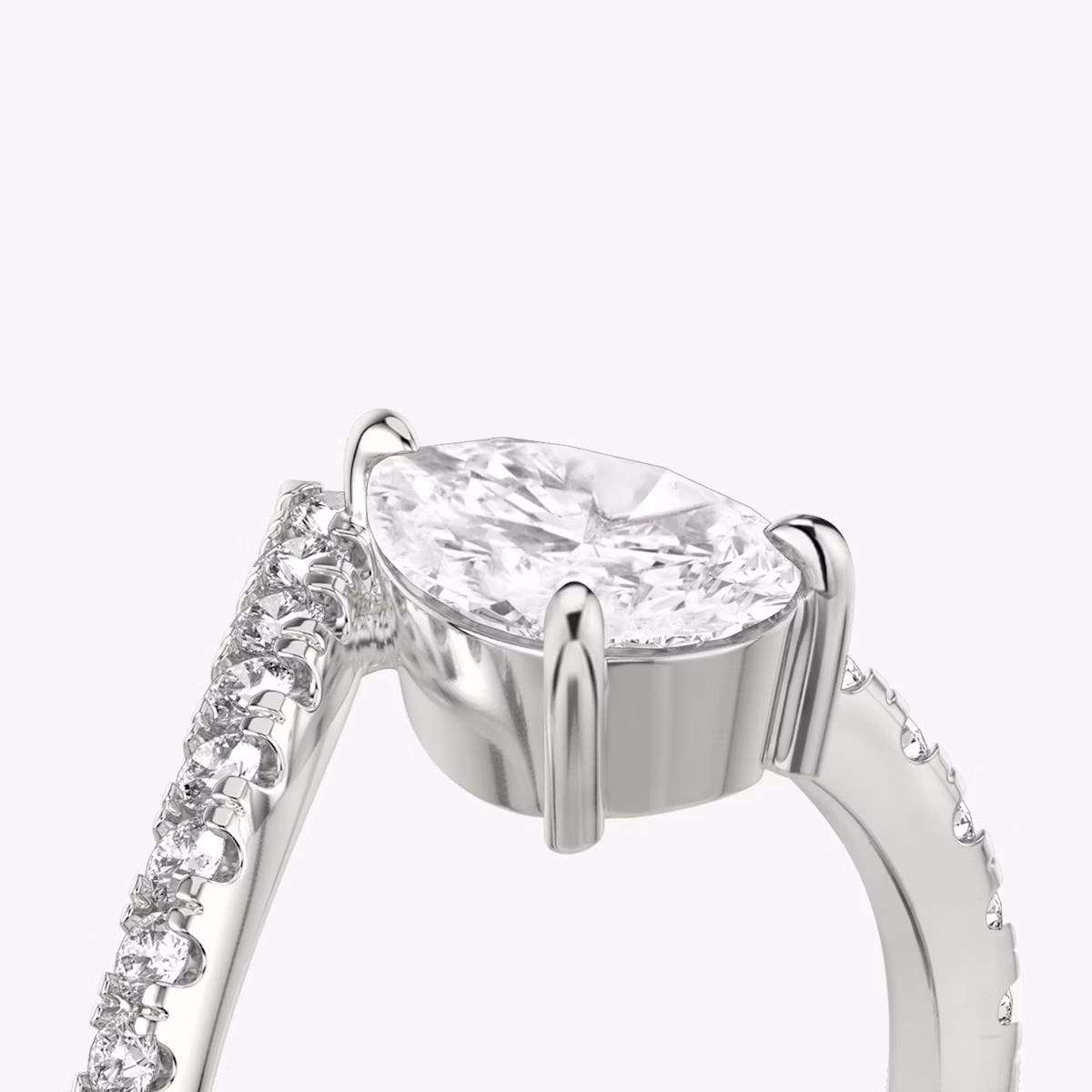 The Signature V | Pear | Platinum | bandAccent: Pavé | diamondOrientation: vertical | caratWeight: other
