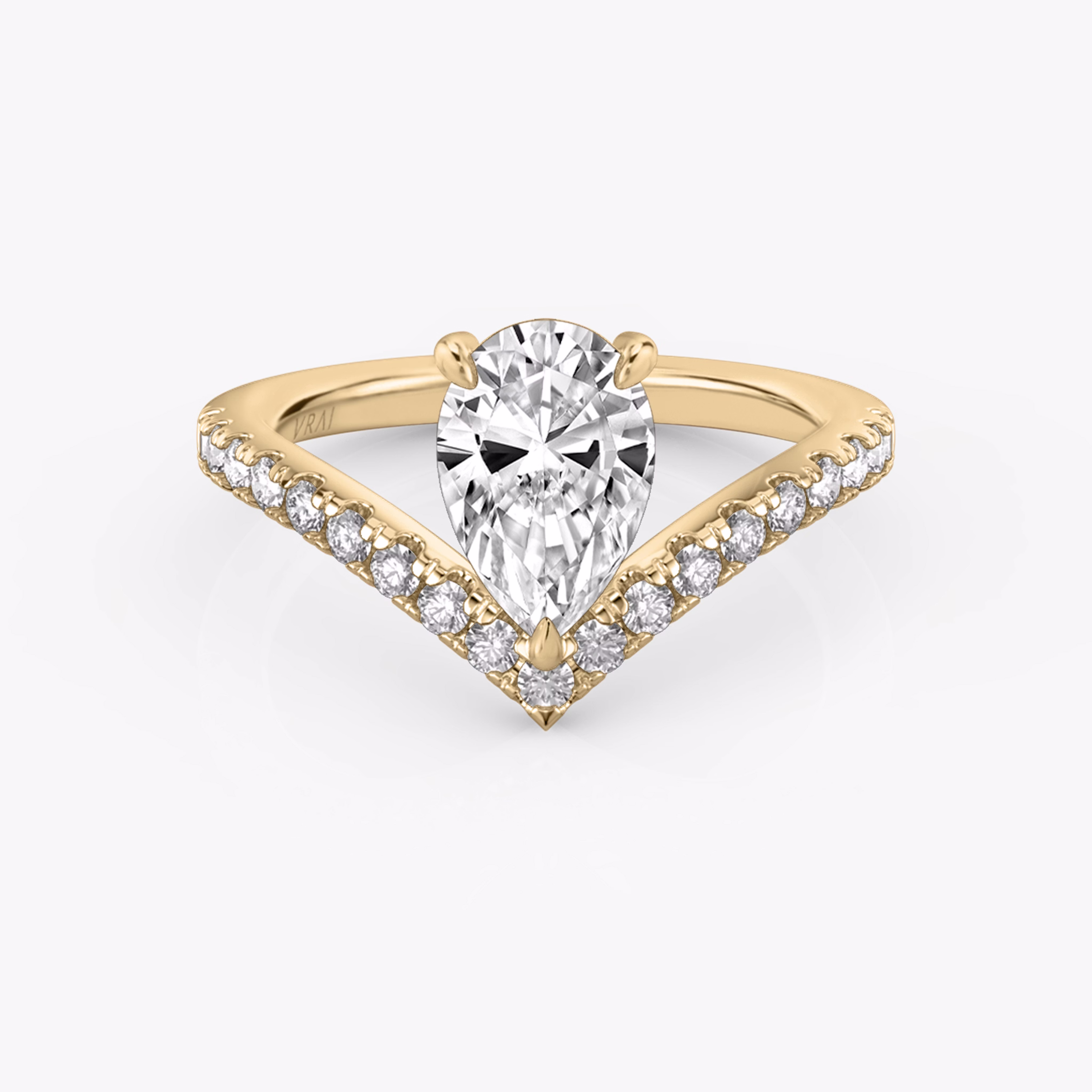 Signature V Pear diamond engagement ring