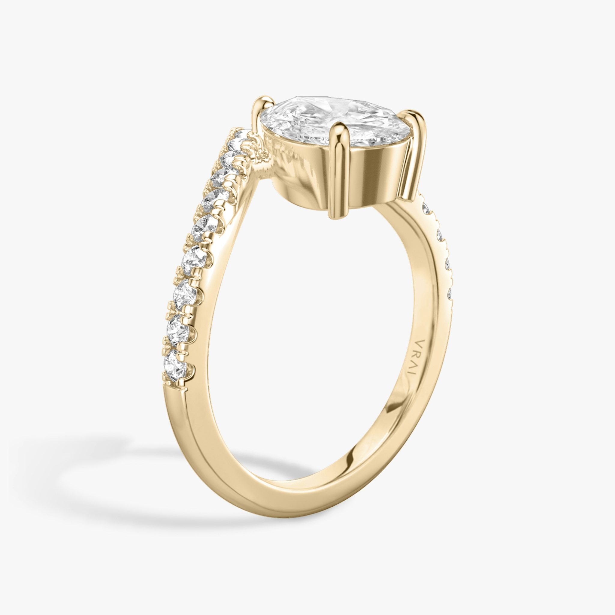 The Signature V | Pear | 14k | Rose Gold | bandAccent: Pavé | diamondOrientation: vertical | caratWeight: other