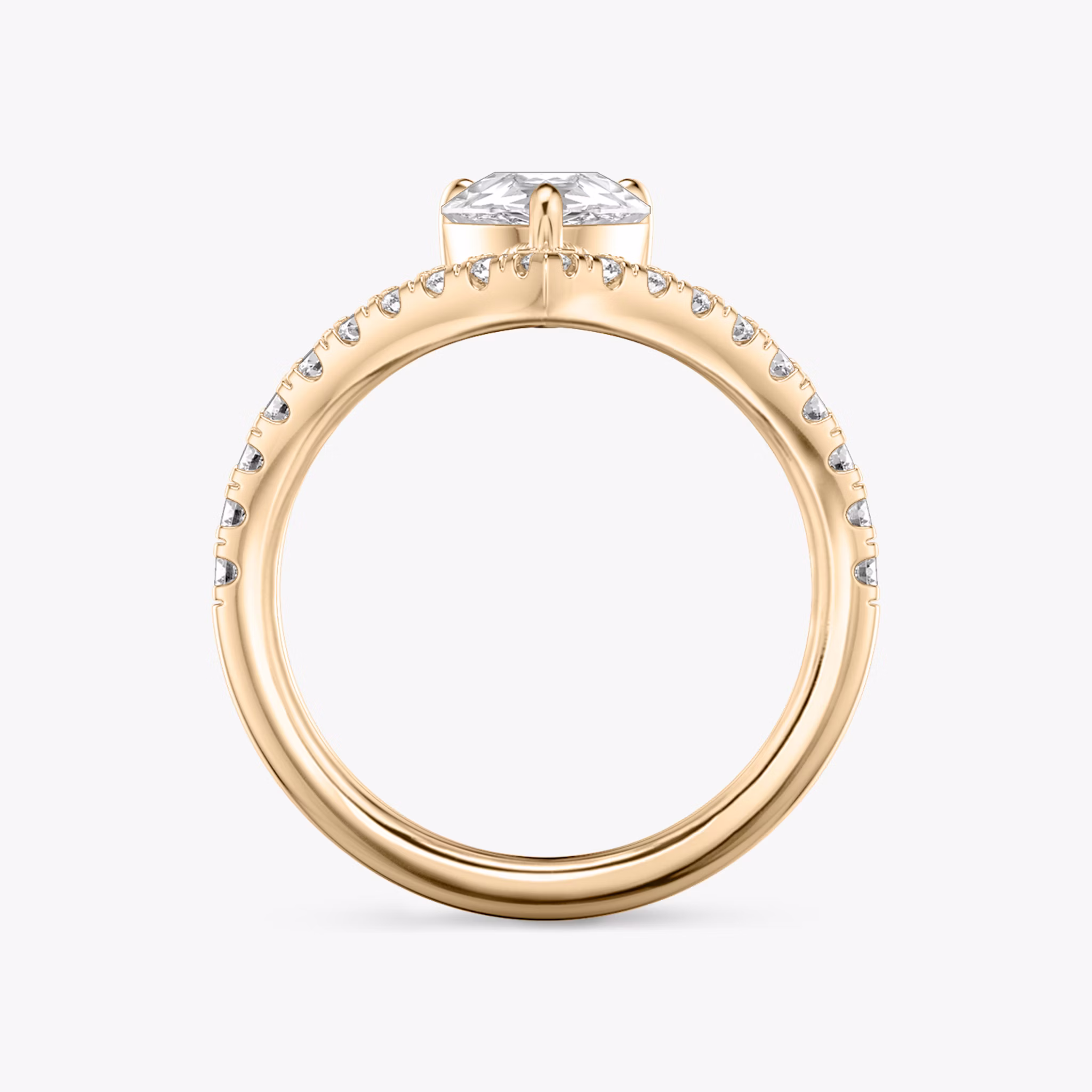 The Signature V | Pear | 14k | Rose Gold | bandAccent: Pavé | diamondOrientation: vertical | caratWeight: other
