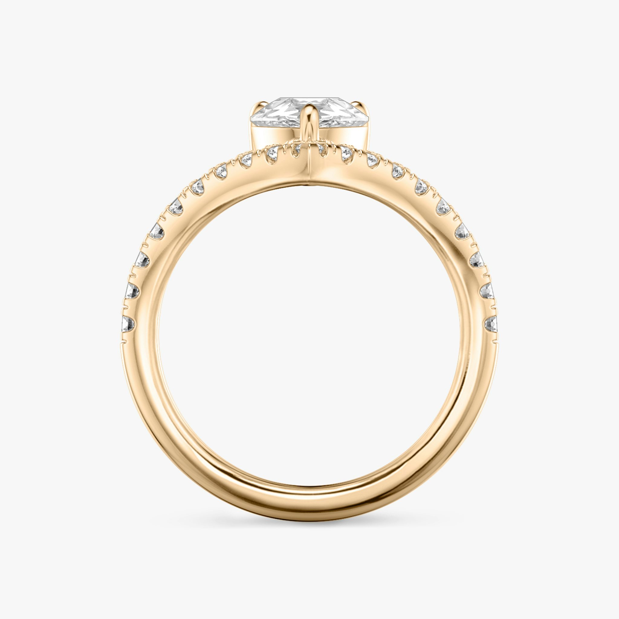 The Signature V | Pear | 14k | Rose Gold | bandAccent: Pavé | diamondOrientation: vertical | caratWeight: other