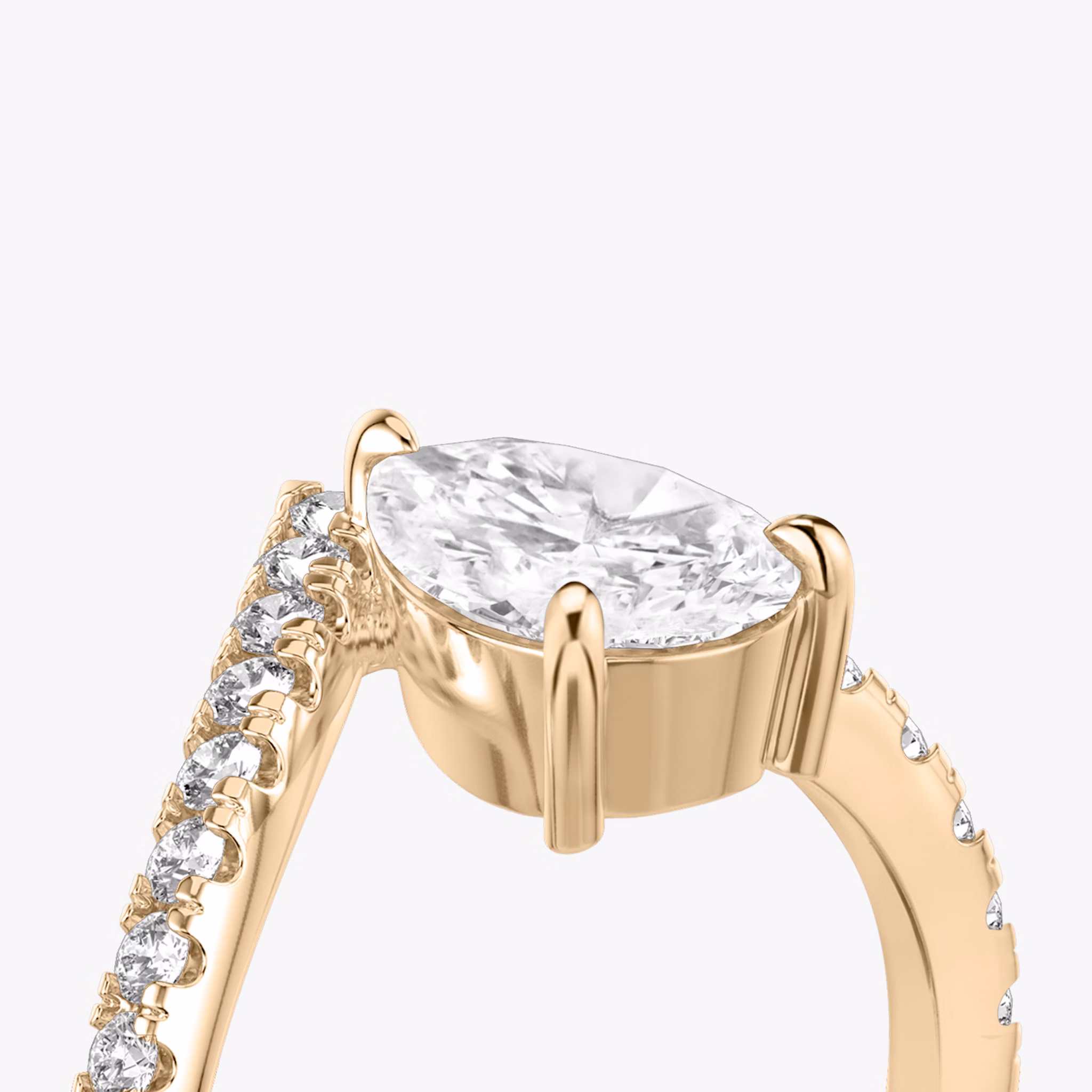 The Signature V | Pear | 14k | Rose Gold | bandAccent: Pavé | diamondOrientation: vertical | caratWeight: other