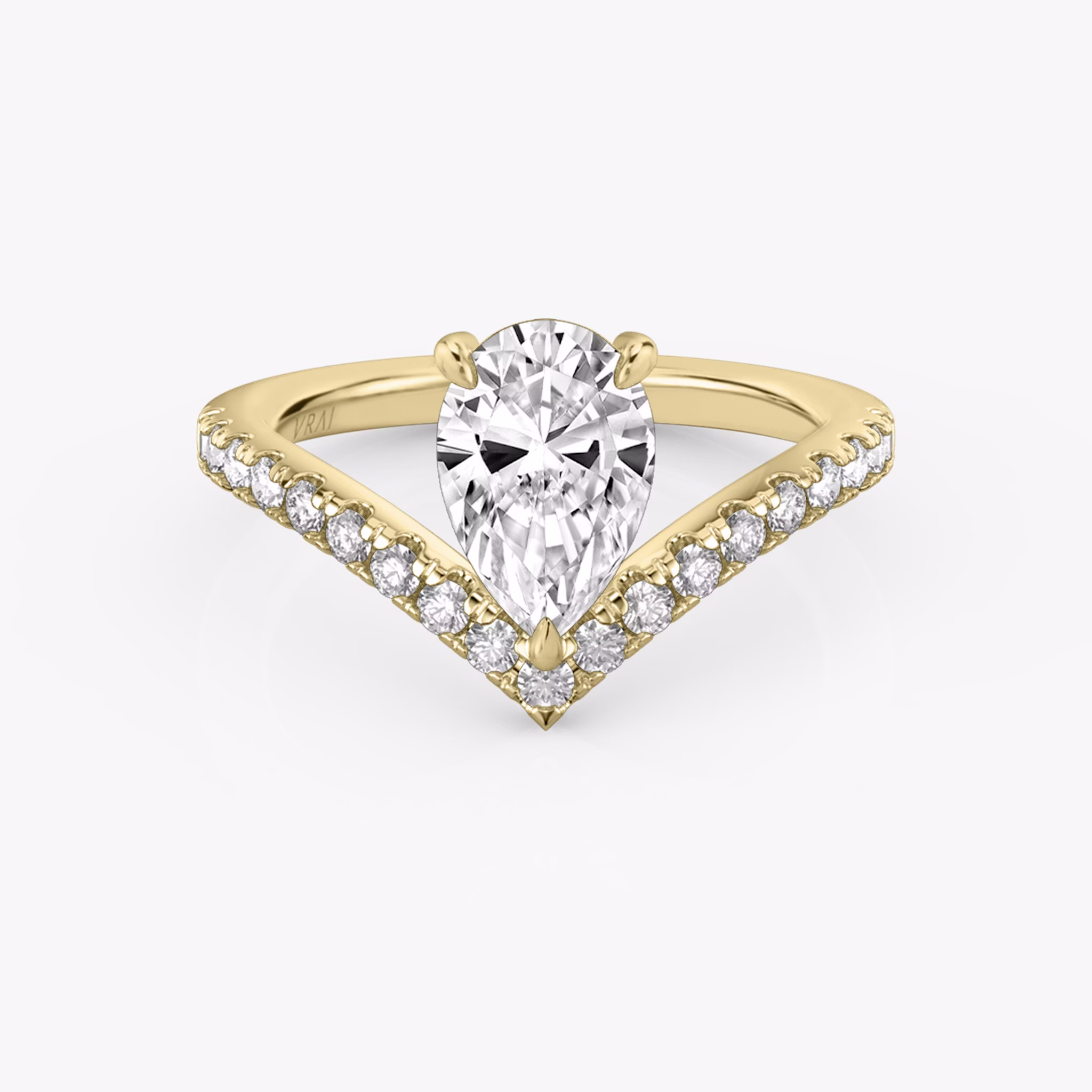 The Signature V | Pear | 18k | Yellow Gold | bandAccent: Pavé | diamondOrientation: vertical | caratWeight: other