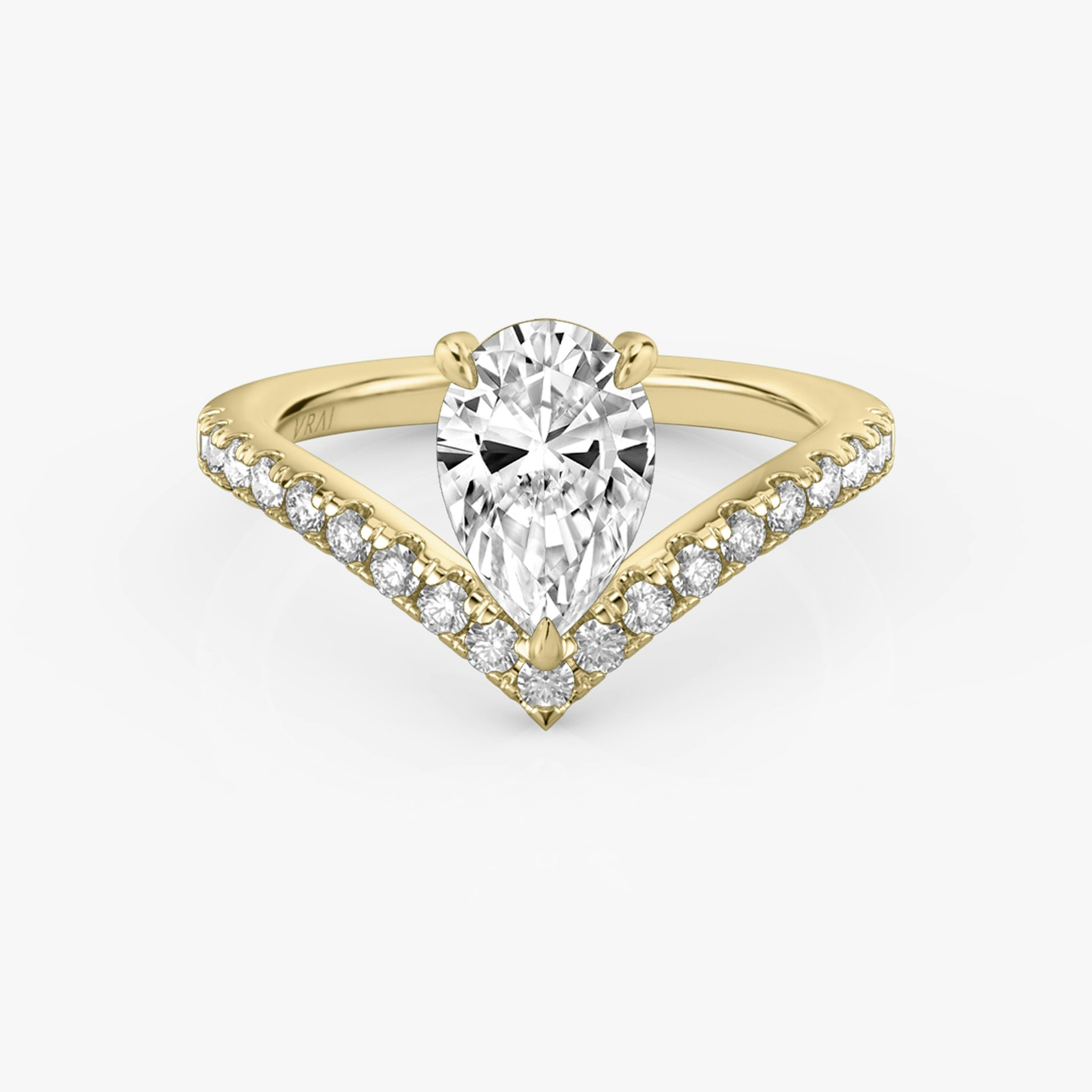 The Signature V | Pear | 18k | Yellow Gold | bandAccent: Pavé | diamondOrientation: vertical | caratWeight: other