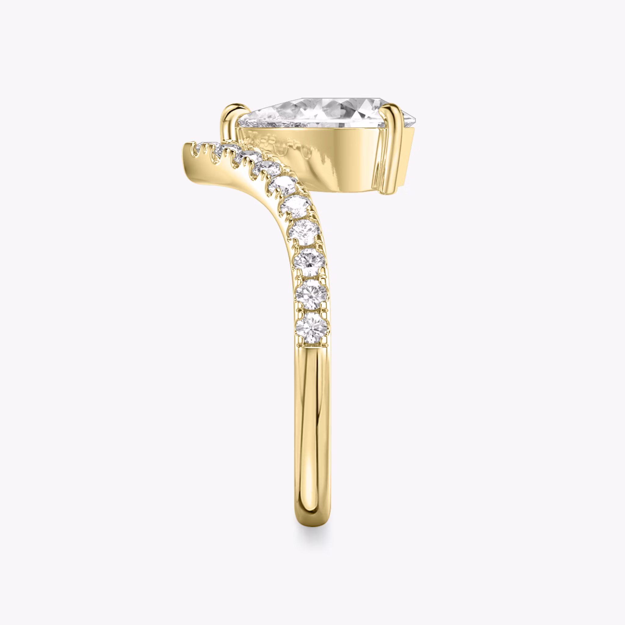 The Signature V | Pear | 18k | Yellow Gold | bandAccent: Pavé | diamondOrientation: vertical | caratWeight: other