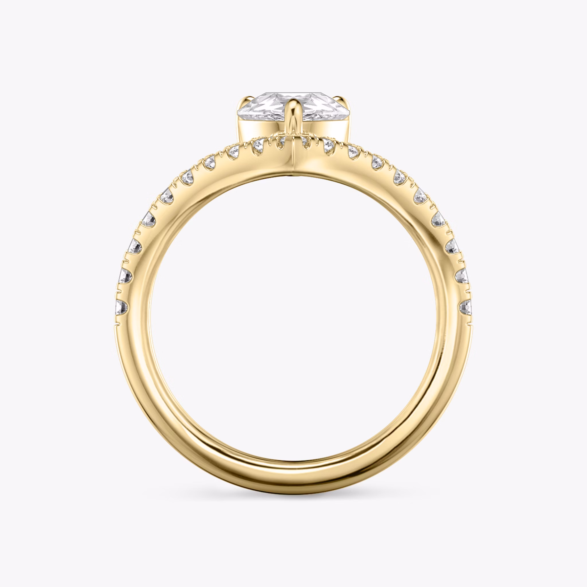 The Signature V | Pear | 18k | Yellow Gold | bandAccent: Pavé | diamondOrientation: vertical | caratWeight: other