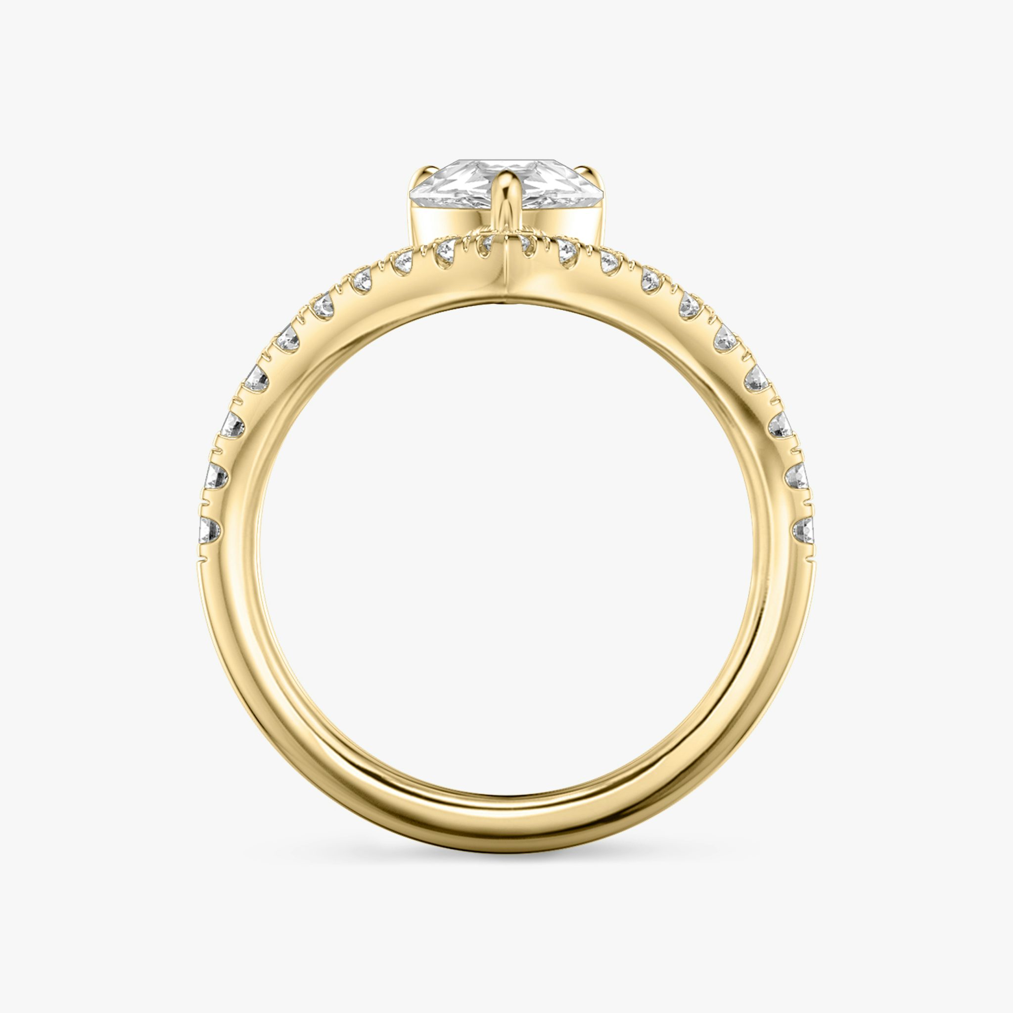 The Signature V | Pear | 18k | Yellow Gold | bandAccent: Pavé | diamondOrientation: vertical | caratWeight: other