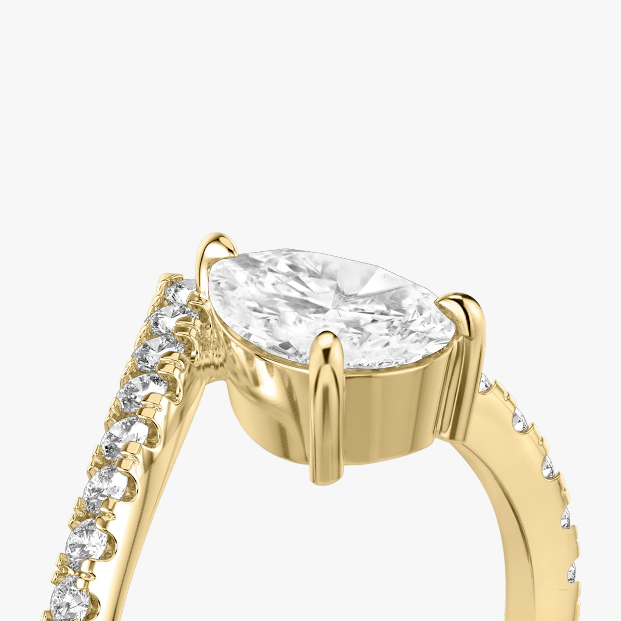 The Signature V | Pear | 18k | Yellow Gold | bandAccent: Pavé | diamondOrientation: vertical | caratWeight: other