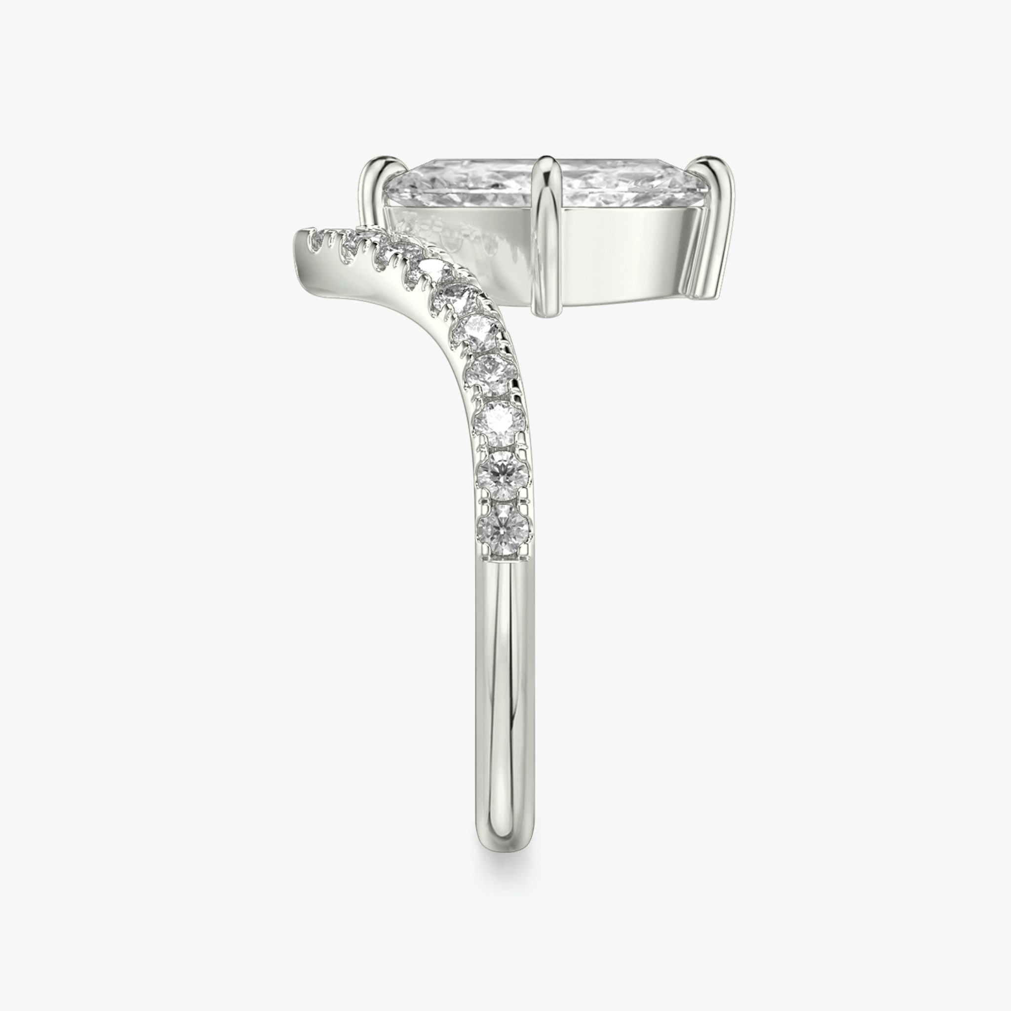 The Signature V | Marquise | 18k | White Gold | bandAccent: Pavé | diamondOrientation: vertical | caratWeight: other