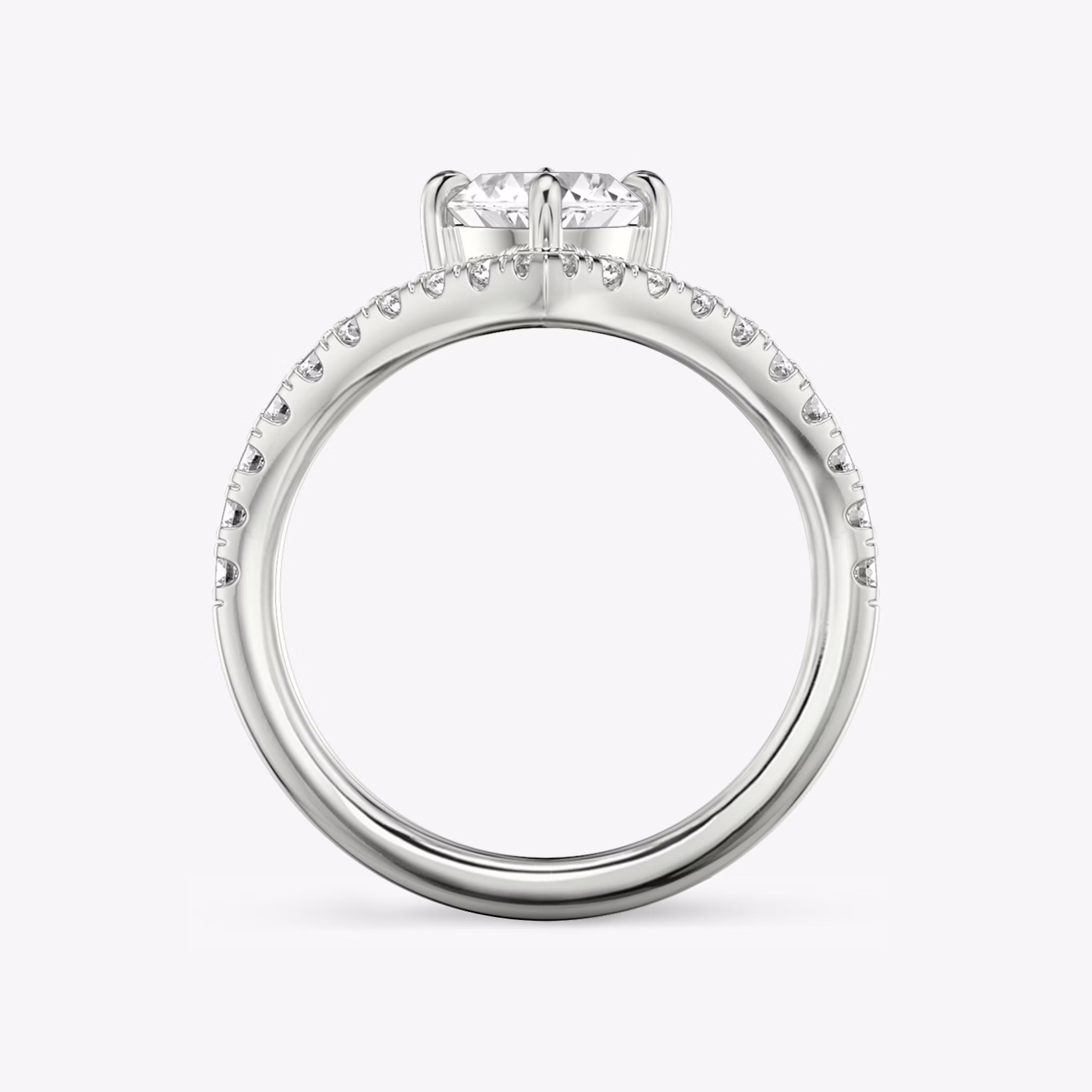 The Signature V | Marquise | 18k | White Gold | bandAccent: Pavé | diamondOrientation: vertical | caratWeight: other
