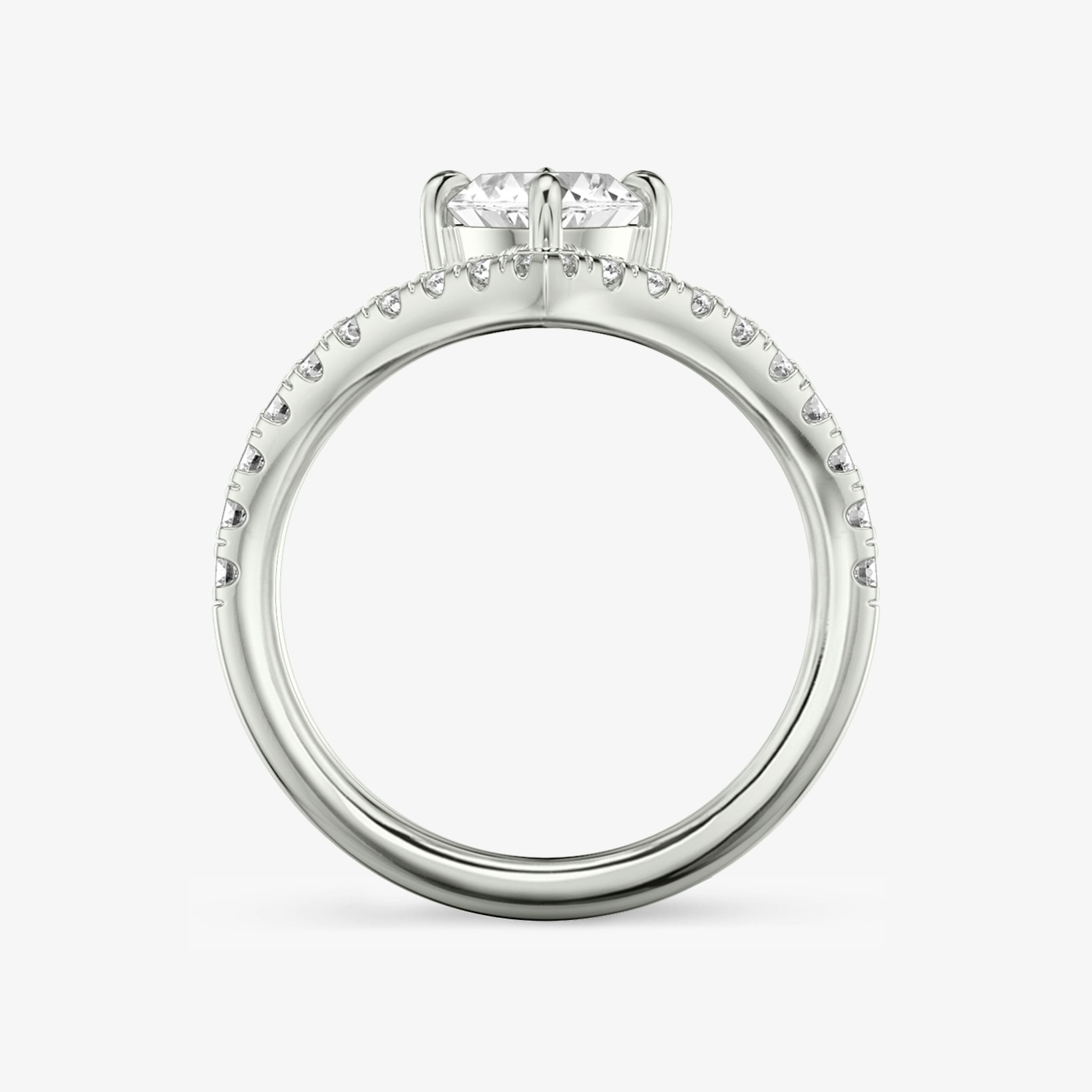 The Signature V | Marquise | 18k | White Gold | bandAccent: Pavé | diamondOrientation: vertical | caratWeight: other
