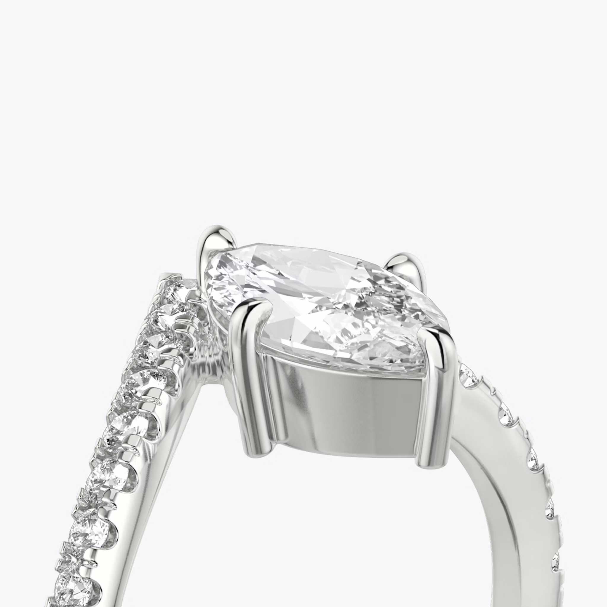 The Signature V | Marquise | 18k | White Gold | bandAccent: Pavé | diamondOrientation: vertical | caratWeight: other